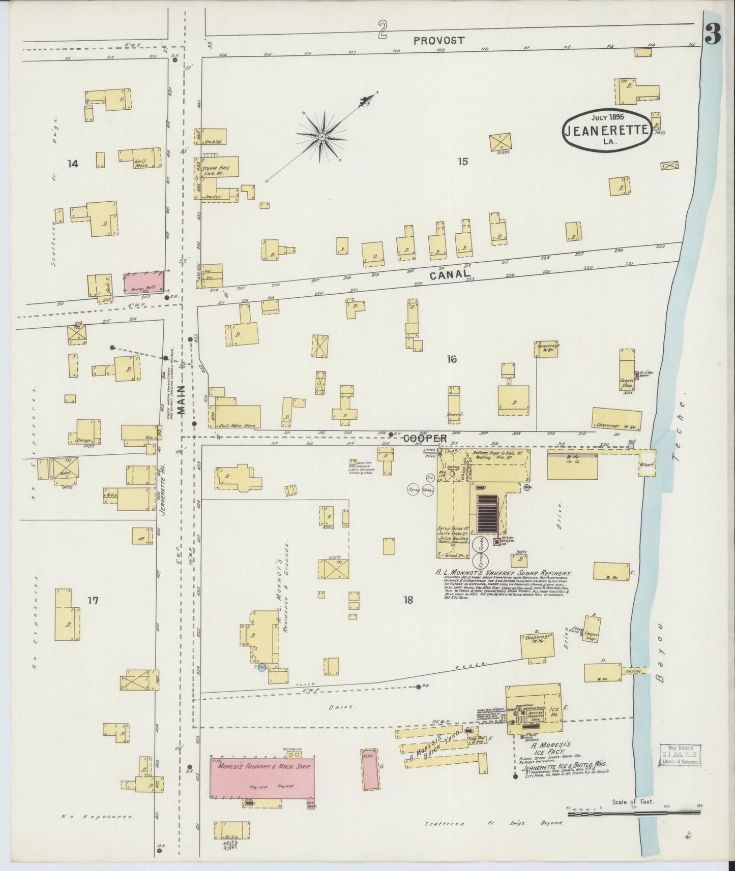 Sanborn Fire Insurance Map from Jeannerette, Iberia Parish, Louisiana (1895), Sheet #0003 - Complete Map Set gallery image, historic Sanborn map, vintage wall art, Louisiana Louisiana