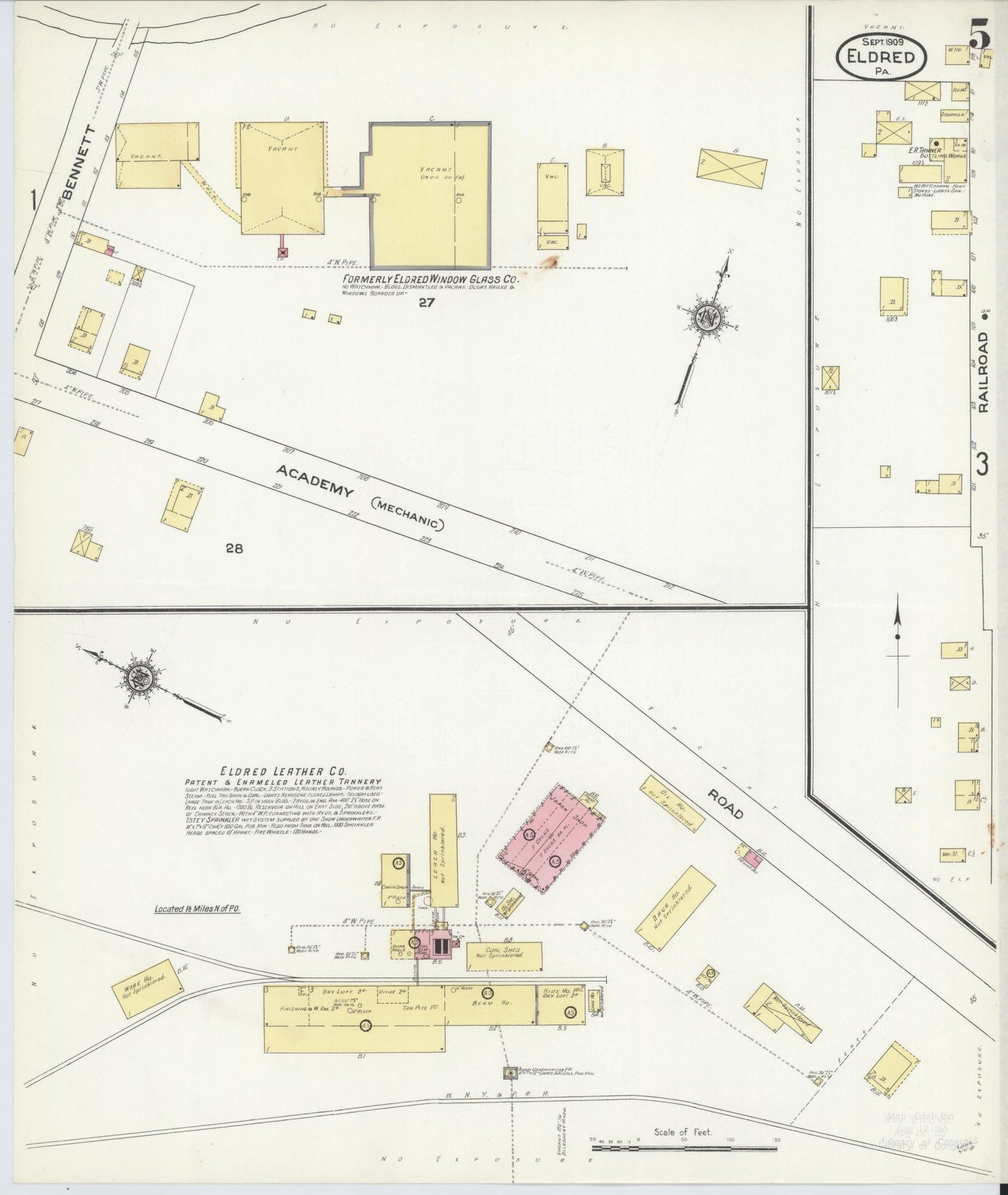 Sanborn Fire Insurance Map from Eldred, McKean County, Pennsylvania (1909), Sheet #0005 - Historic Sanborn Fire Insurance Map Print, vintage old map wall art, antique decor, genealogy gift, Pennsylvania Pennsylvania map
