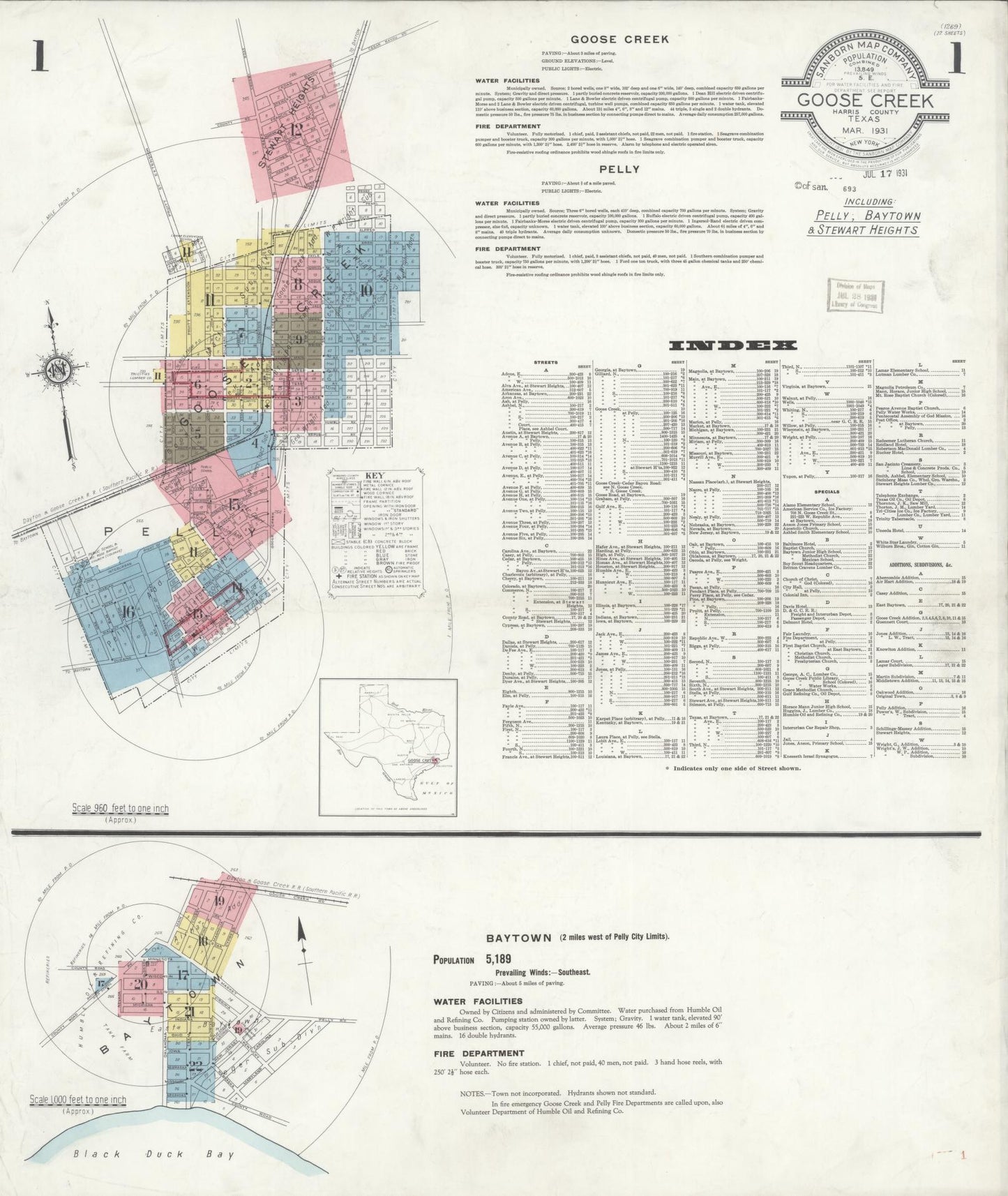 Sanborn Fire Insurance Map from Goose Creek, Harris County, Texas. (1931) – Historic Sanborn Fire Insurance Map Print