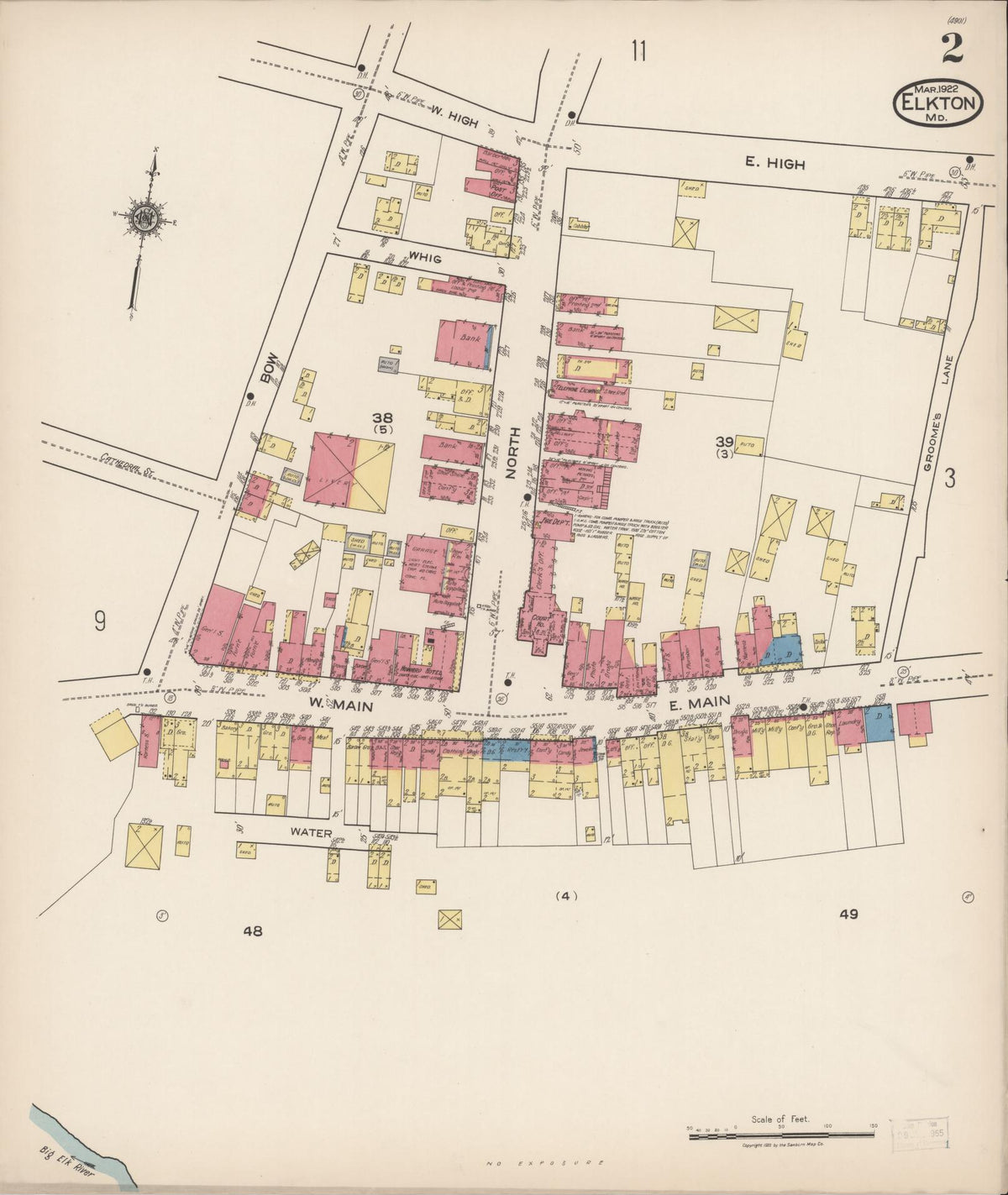 Sanborn Fire Insurance Map from Elkton, Cecil County, Maryland (1922), Sheet #0002 - Historic Sanborn Fire Insurance Map Print, vintage old map wall art, antique decor, genealogy gift, Maryland Maryland map