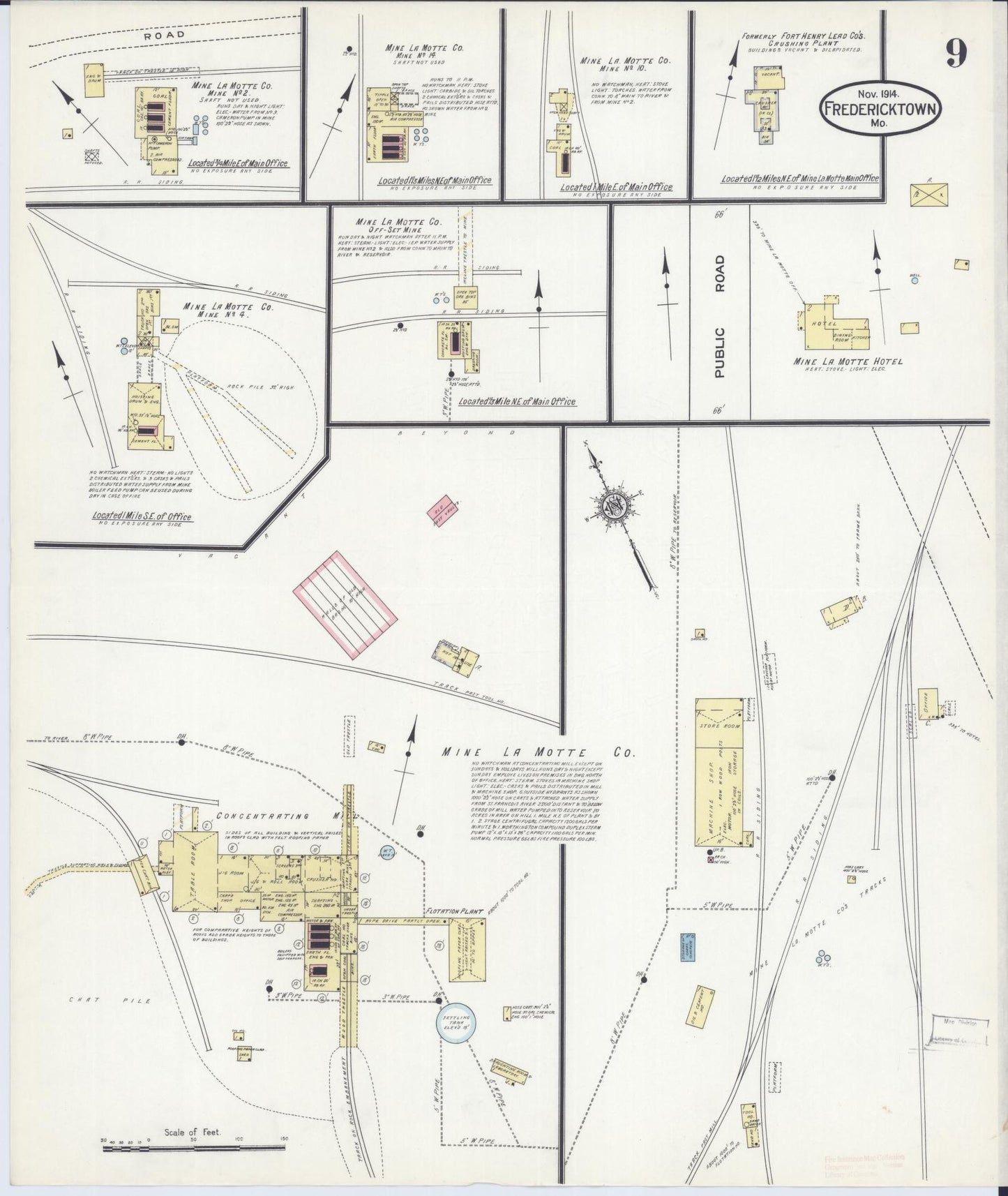 Sanborn Fire Insurance Map from Fredericktown, Madison County, Missouri (1914), Sheet #0009 - Historic Sanborn Fire Insurance Map Print, vintage old map wall art, antique decor, genealogy gift, Missouri Missouri map