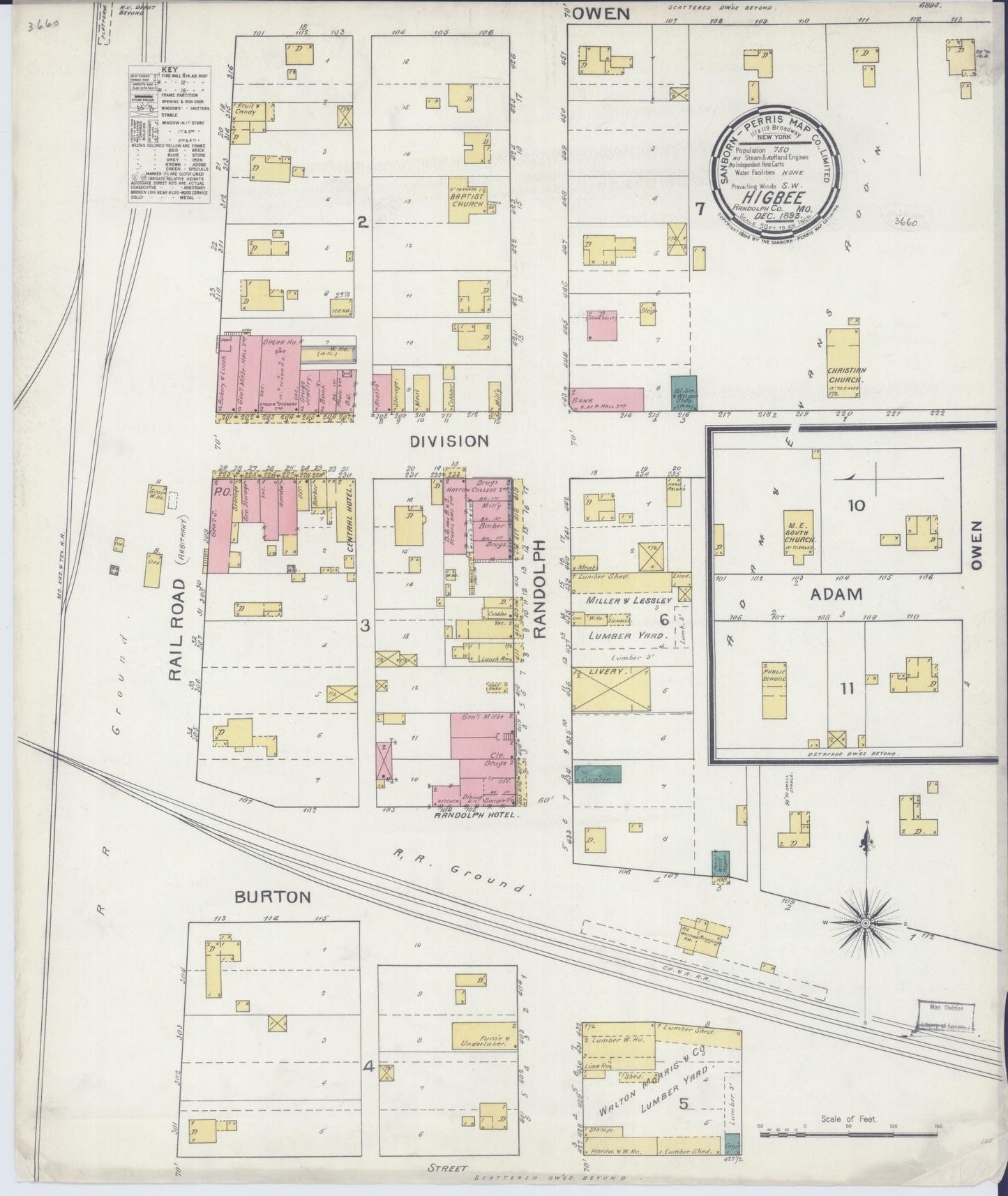 Sanborn Fire Insurance Map from Higbee, Randolph County, Missouri (1893), Sheet #0001 - Historic Sanborn Fire Insurance Map Print, vintage old map wall art, antique decor, genealogy gift, Missouri Missouri map