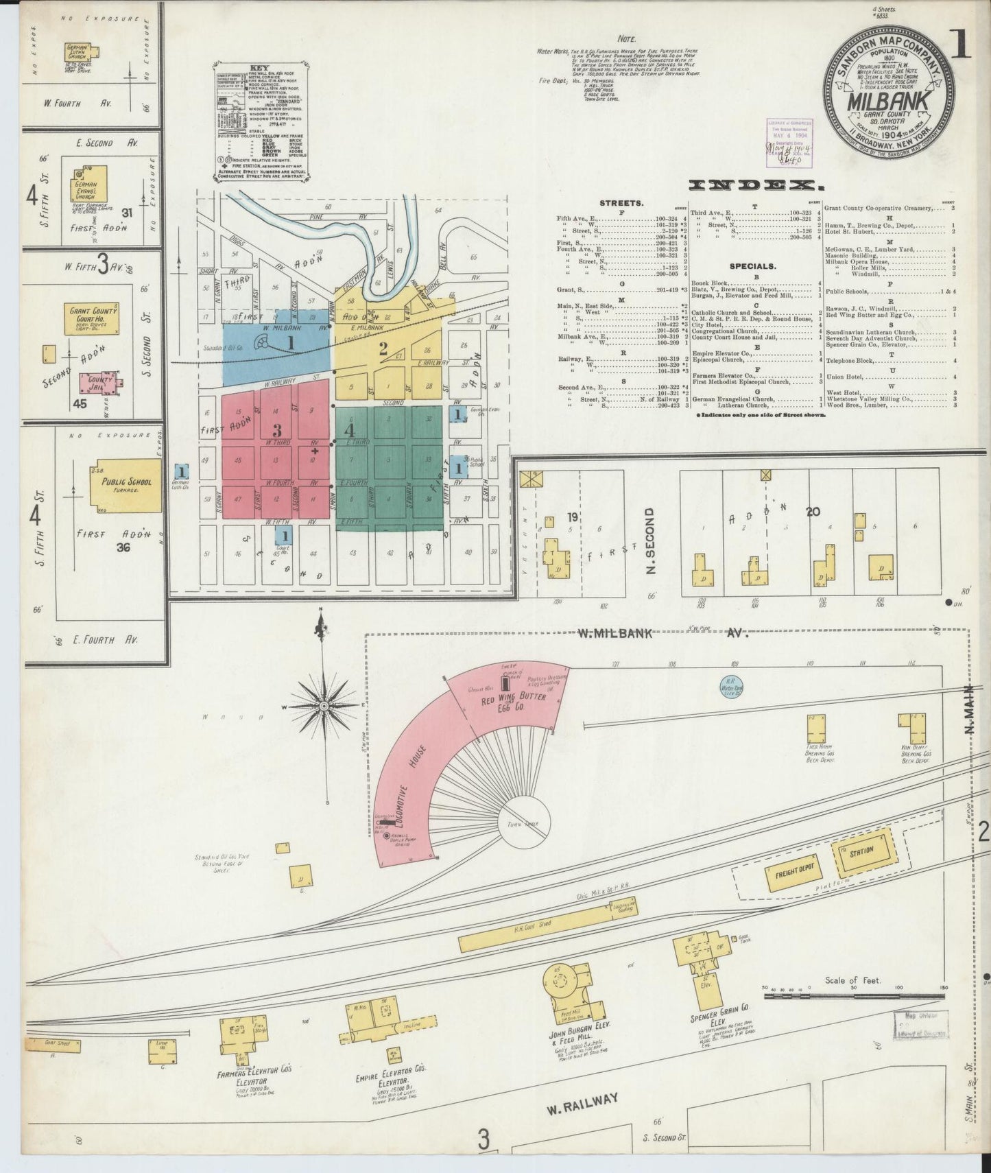 Sanborn Fire Insurance Map from Milbank, Grant County, South Dakota. (1904) – Historic Sanborn Fire Insurance Map Print