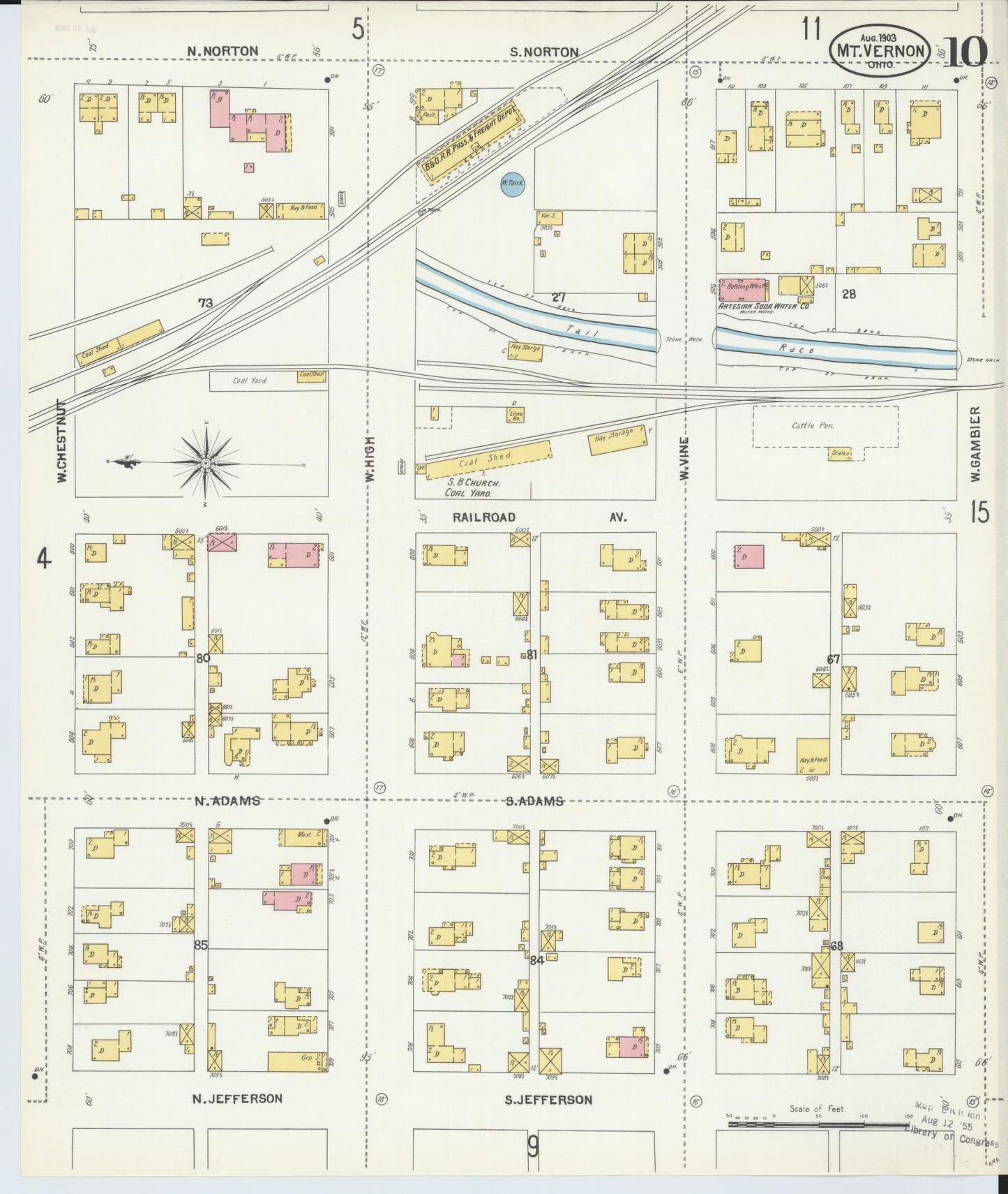Sanborn Fire Insurance Map from Mount Vernon, Knox County, Ohio (1903), Sheet #0010 - Historic Sanborn Fire Insurance Map Print, vintage old map wall art, antique decor, genealogy gift, Ohio Ohio map