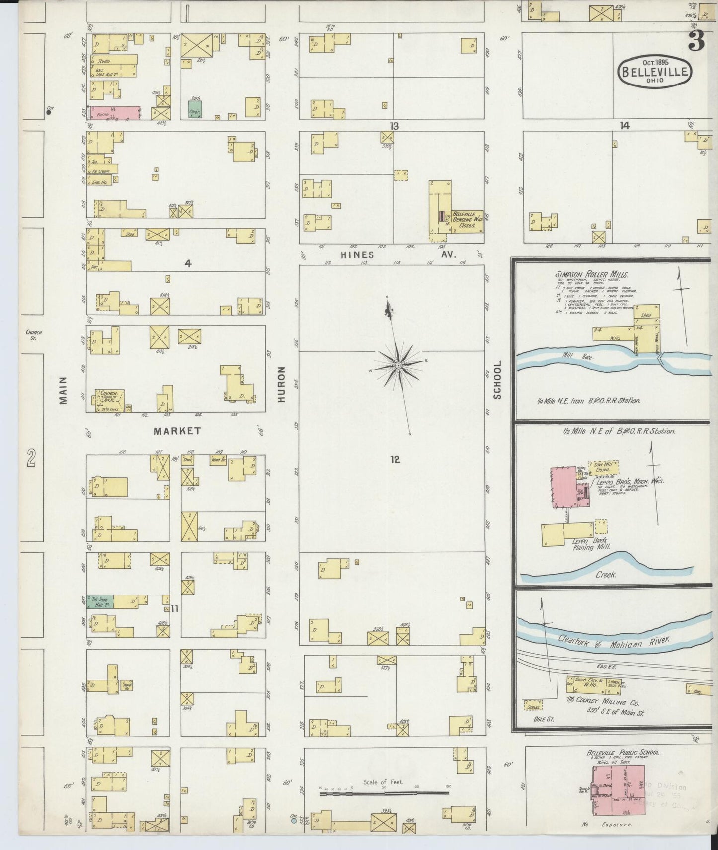 Sanborn Fire Insurance Map from Bellville, Richland County, Ohio (1895), Sheet #0003 - Complete Map Set gallery image, historic Sanborn map, vintage wall art, Ohio Ohio