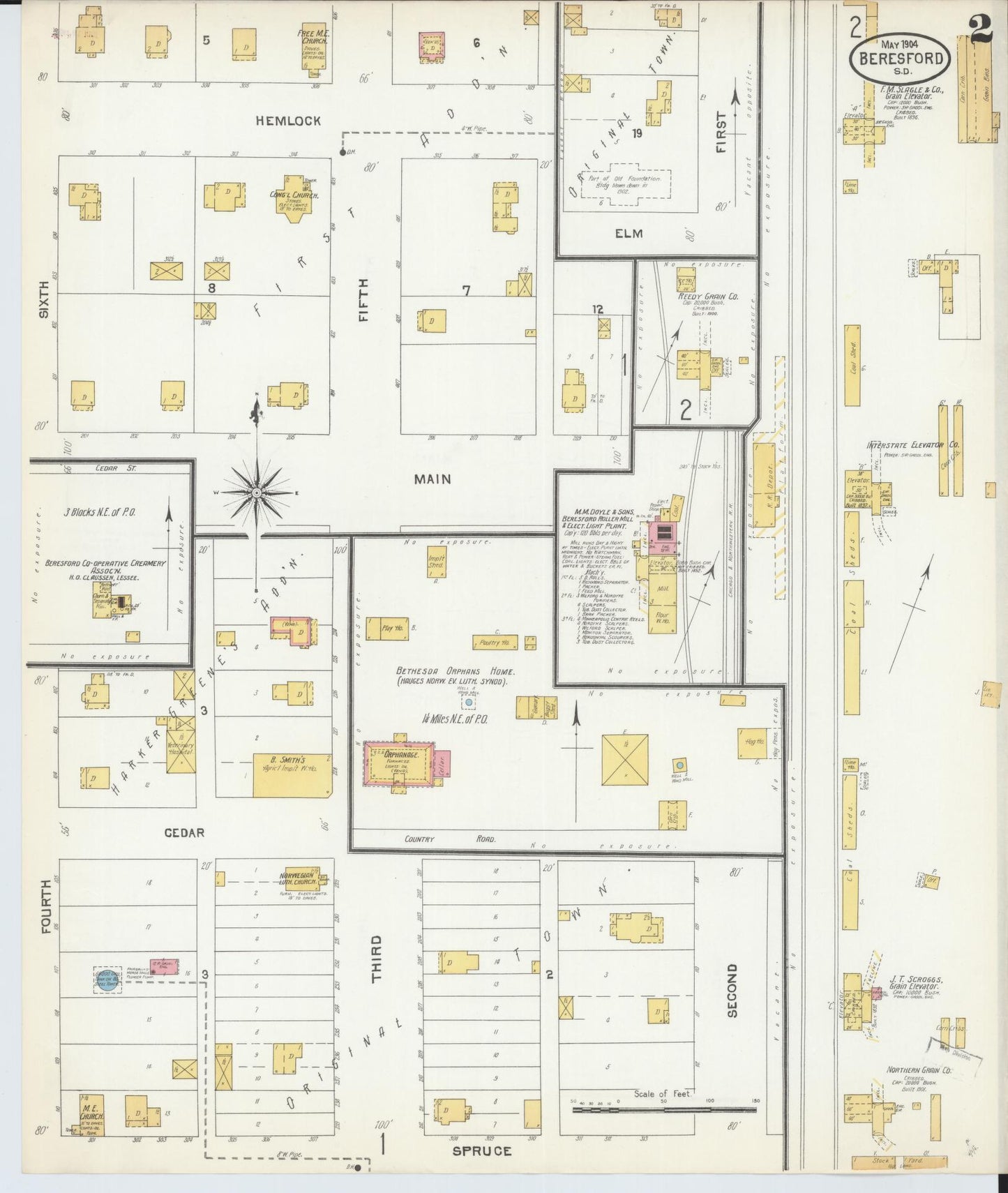 Sanborn Fire Insurance Map from Beresford, Union And Lincoln Counties, South Dakota (1904), Sheet #0002 - Historic Sanborn Fire Insurance Map Print, vintage old map wall art, antique decor, genealogy gift, South Dakota South Dakota map