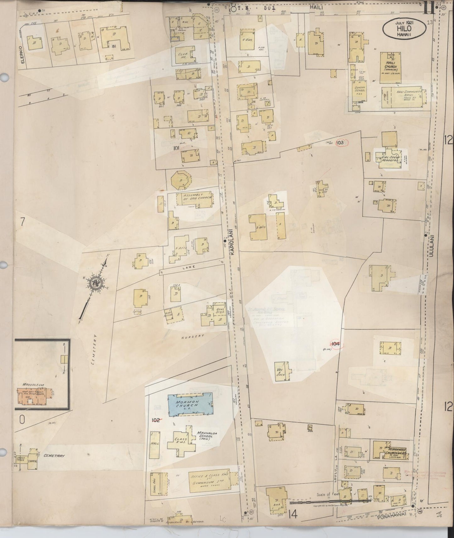 Sanborn Fire Insurance Map from Hilo, Hawaii County, Hawaii (1957), Sheet #0011 - Historic Sanborn Fire Insurance Map Print