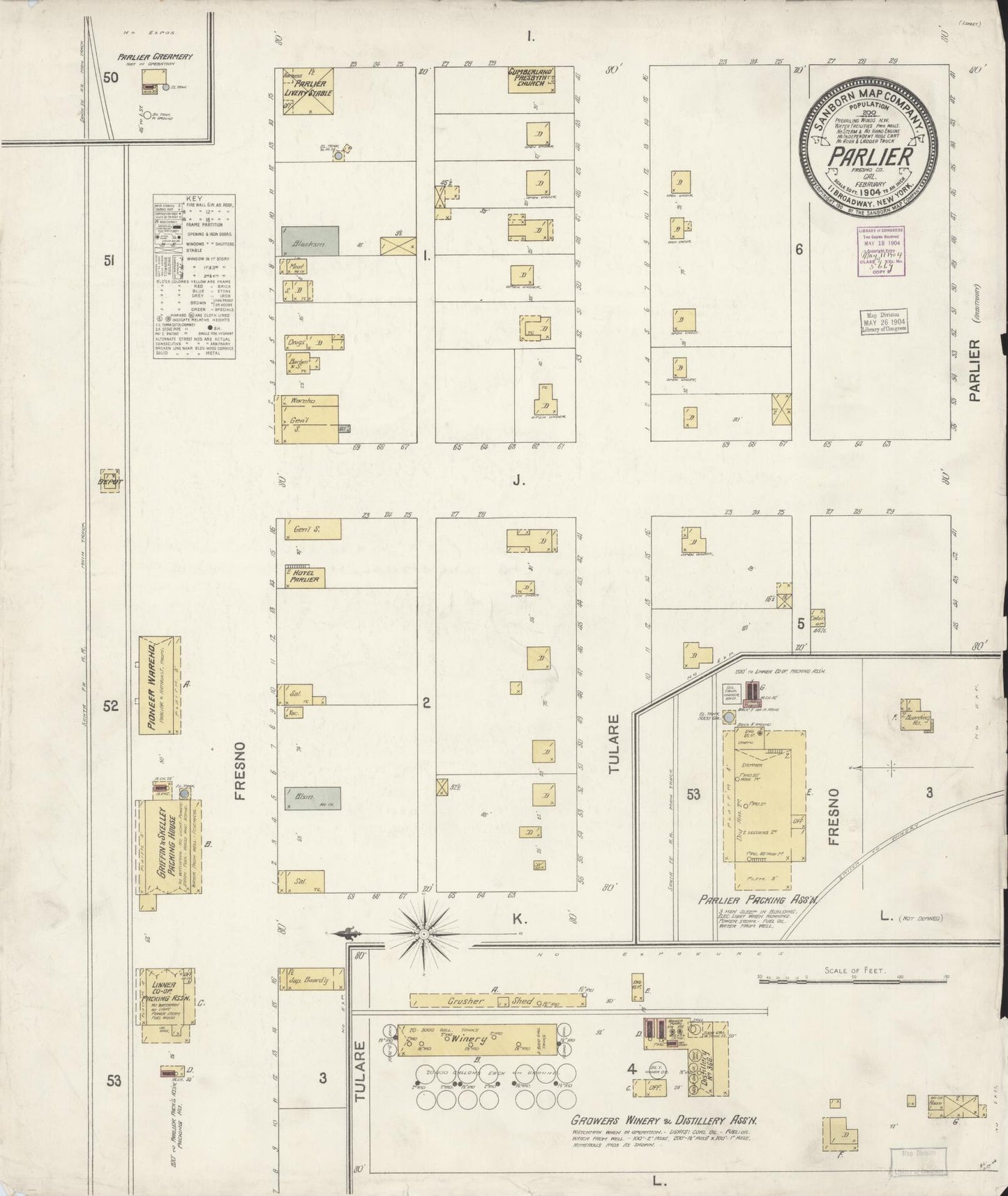 Sanborn Fire Insurance Map from Parlier, Fresno County, California. (1904) – Historic Sanborn Fire Insurance Map Print