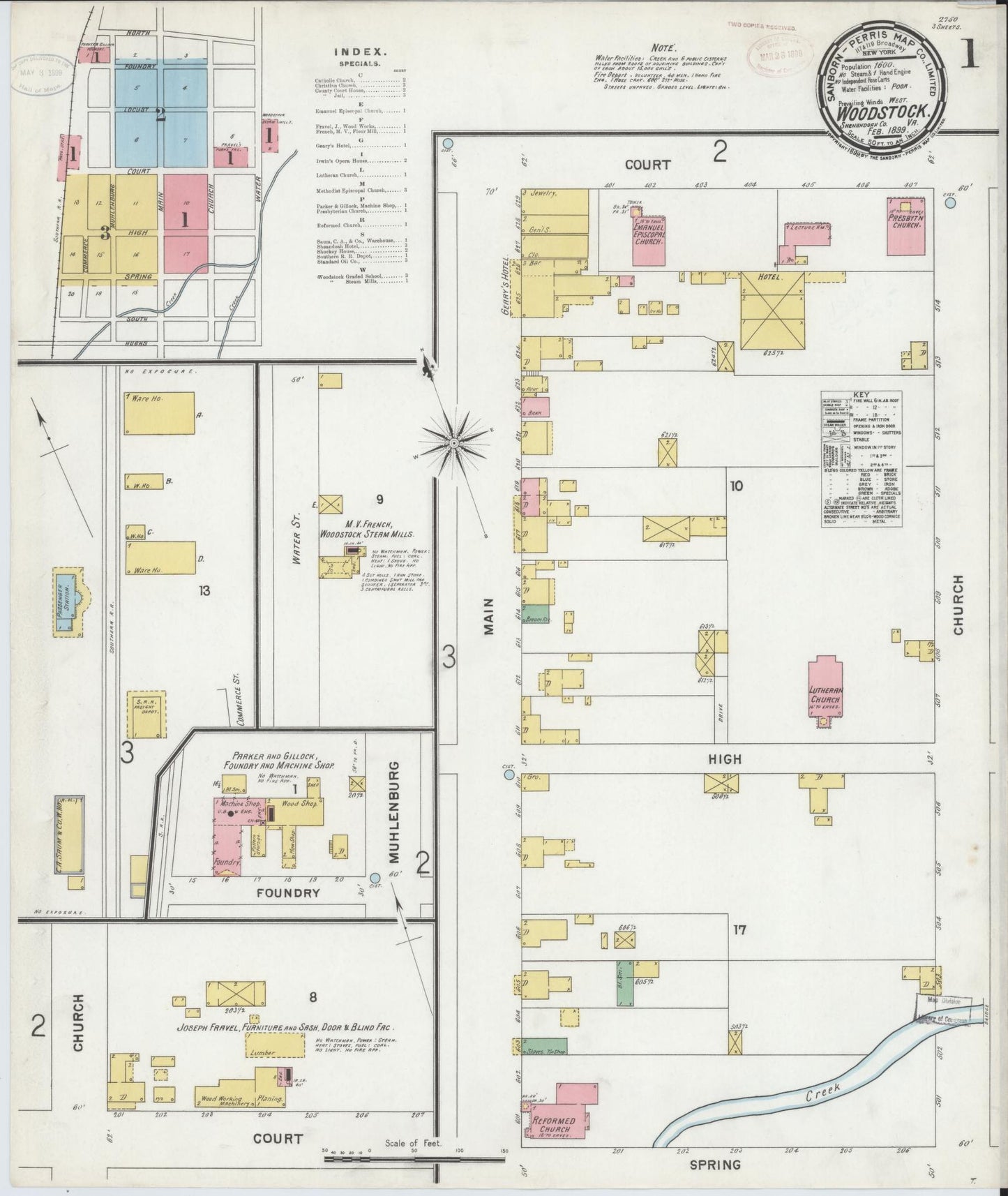 Sanborn Fire Insurance Map from Woodstock, Shenandoah County, Virginia. (1899) – Historic Sanborn Fire Insurance Map Print