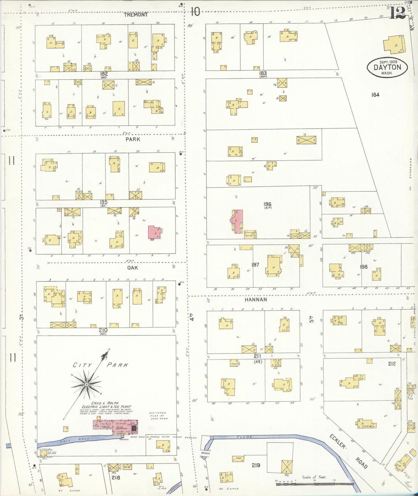 Sanborn Fire Insurance Map from Dayton, Columbia County, Washington (1909), Sheet #0012 - Historic Sanborn Fire Insurance Map Print, vintage old map wall art, antique decor, genealogy gift, Washington Washington map