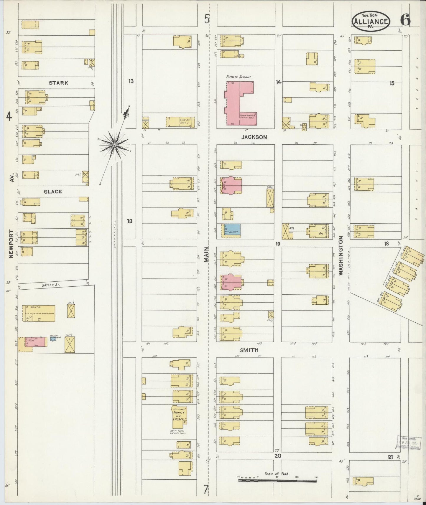 Sanborn Fire Insurance Map from Alliance, Northampton County, Pennsylvania (1904), Sheet #0006 - Historic Sanborn Fire Insurance Map Print, vintage old map wall art, antique decor, genealogy gift, Pennsylvania Pennsylvania map