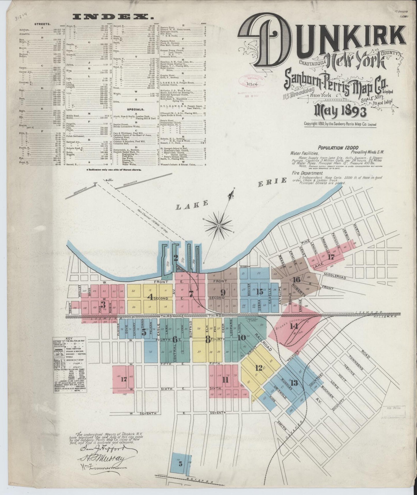 Sanborn Fire Insurance Map from Dunkirk, Chautauqua County, New York. (1893) – Historic Sanborn Fire Insurance Map Print