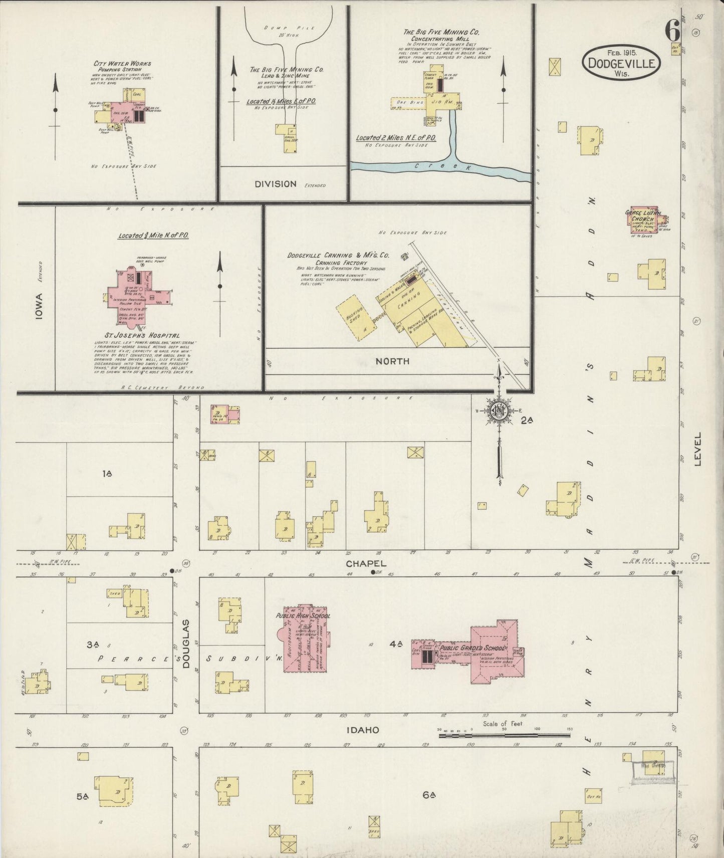 Sanborn Fire Insurance Map from Dodgeville, Iowa County, Wisconsin (1915), Sheet #0006 - Complete Map Set gallery image, historic Sanborn map, vintage wall art, Wisconsin Wisconsin