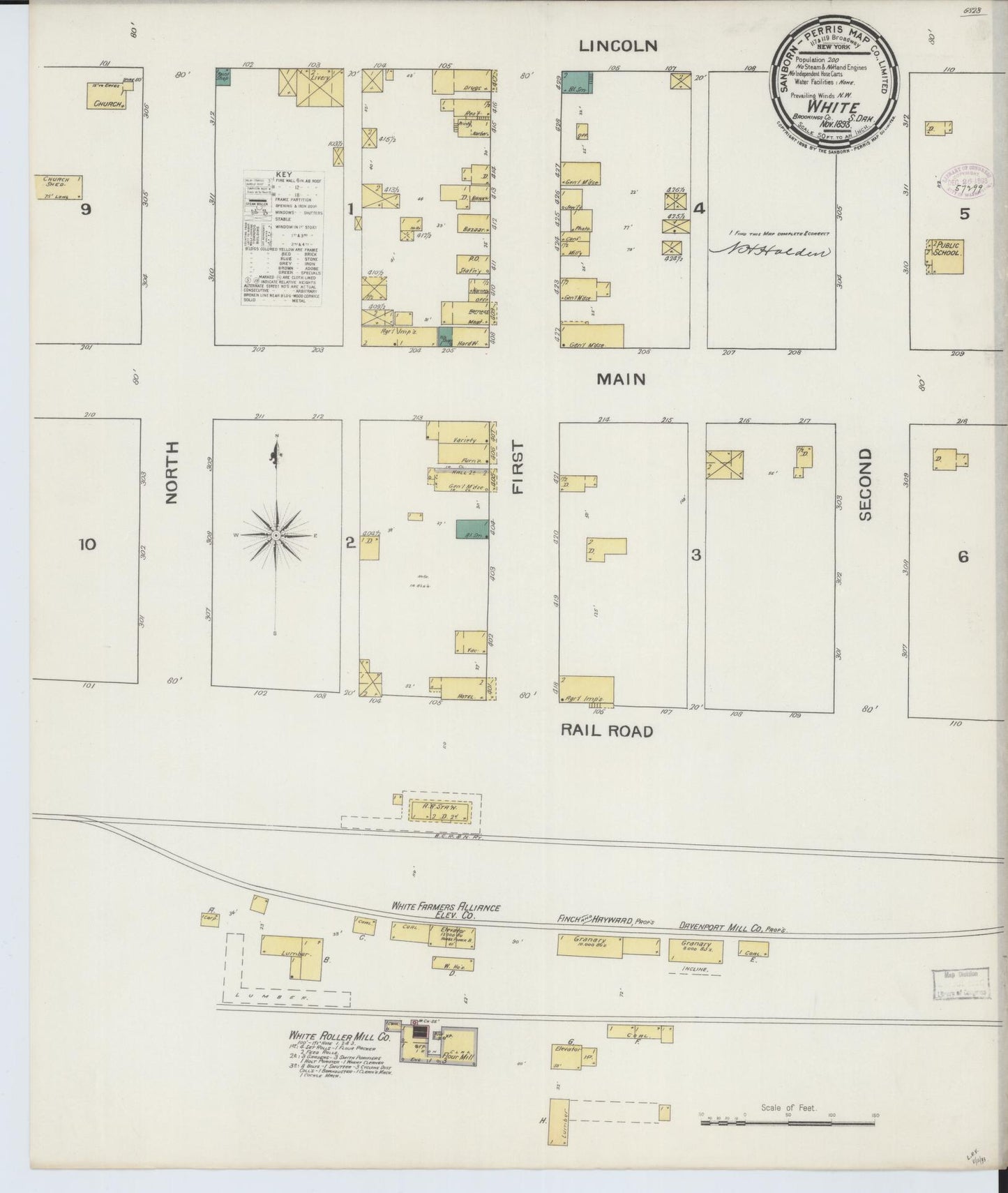 Sanborn Fire Insurance Map from White, Brookings County, South Dakota (1893), Sheet #0001 - Historic Sanborn Fire Insurance Map Print, vintage old map wall art, antique decor, genealogy gift, South Dakota South Dakota map