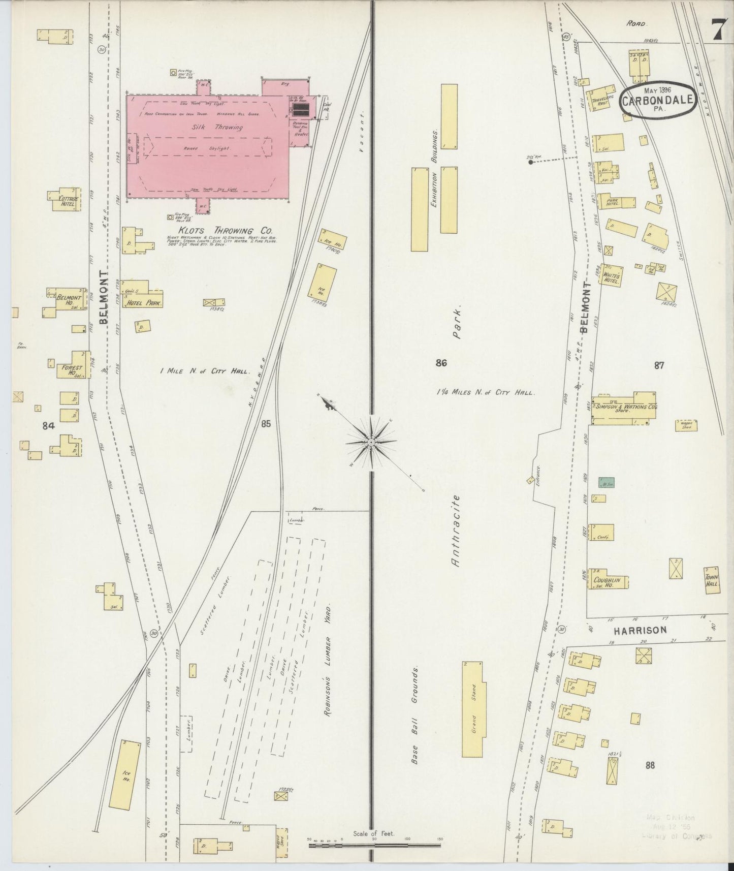 Sanborn Fire Insurance Map from Carbondale, Lackawanna County, Pennsylvania (1896), Sheet #0007 - Historic Sanborn Fire Insurance Map Print, vintage old map wall art, antique decor, genealogy gift, Pennsylvania Pennsylvania map