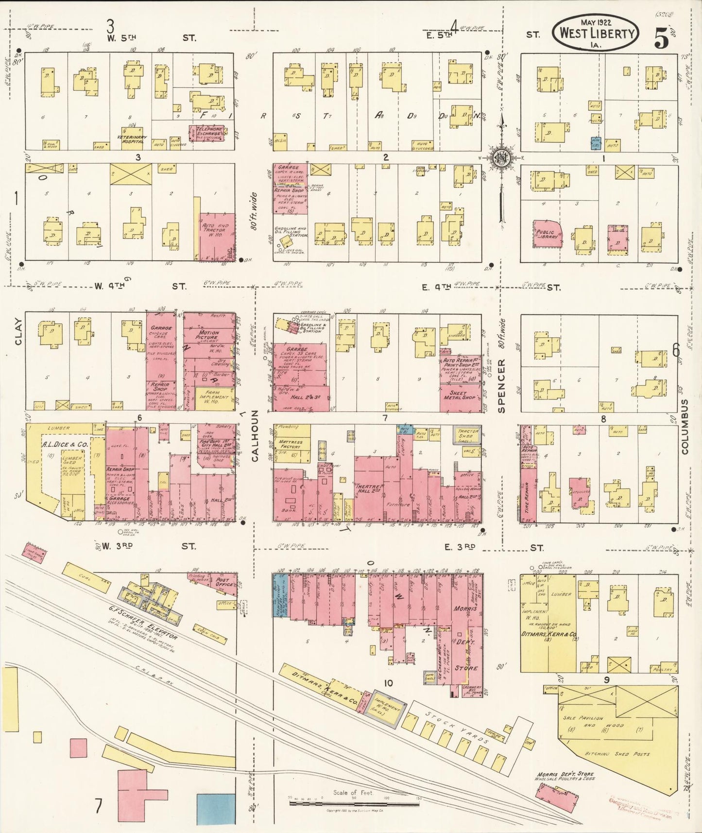 Sanborn Fire Insurance Map from West Liberty, Muscatine County, Iowa (1922), Sheet #0005 - Historic Sanborn Fire Insurance Map Print