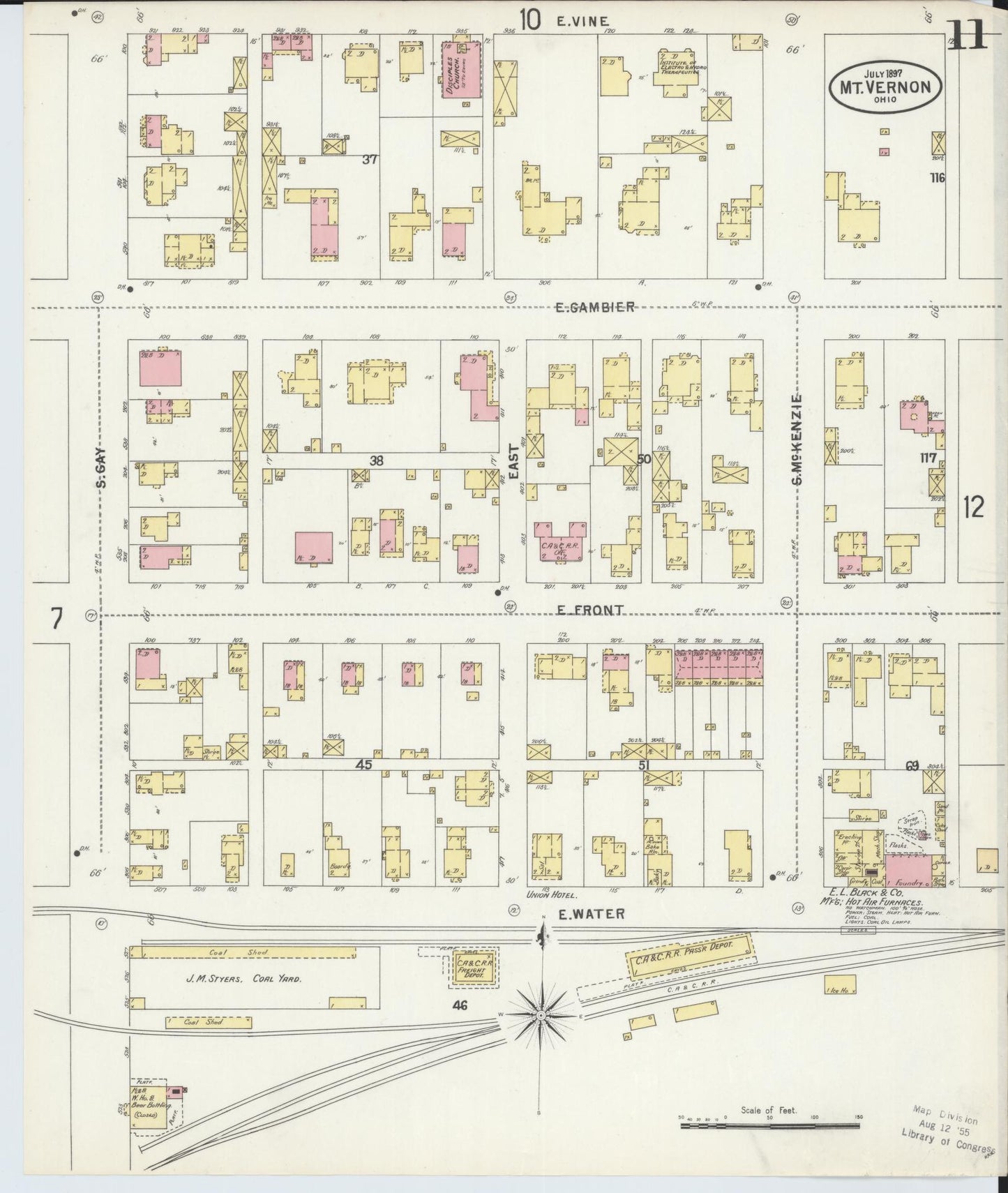 Sanborn Fire Insurance Map from Mount Vernon, Knox County, Ohio (1897), Sheet #0011 - Historic Sanborn Fire Insurance Map Print, vintage old map wall art, antique decor, genealogy gift, Ohio Ohio map