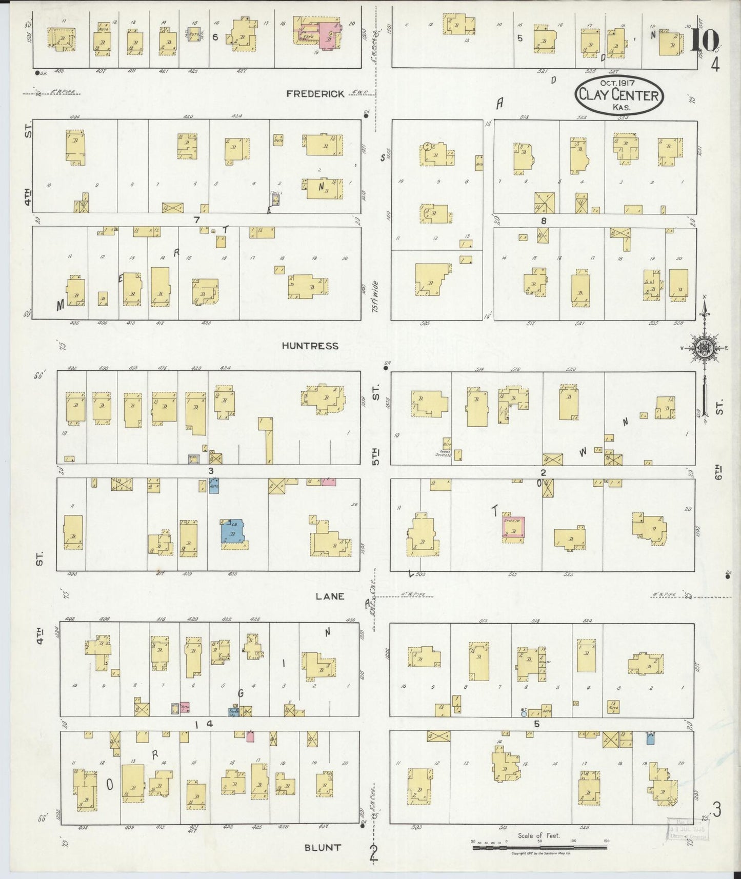 Sanborn Fire Insurance Map from Clay Center, Clay County, Kansas (1917), Sheet #0010 - Historic Sanborn Fire Insurance Map Print, vintage old map wall art, antique decor, genealogy gift, Kansas Kansas map