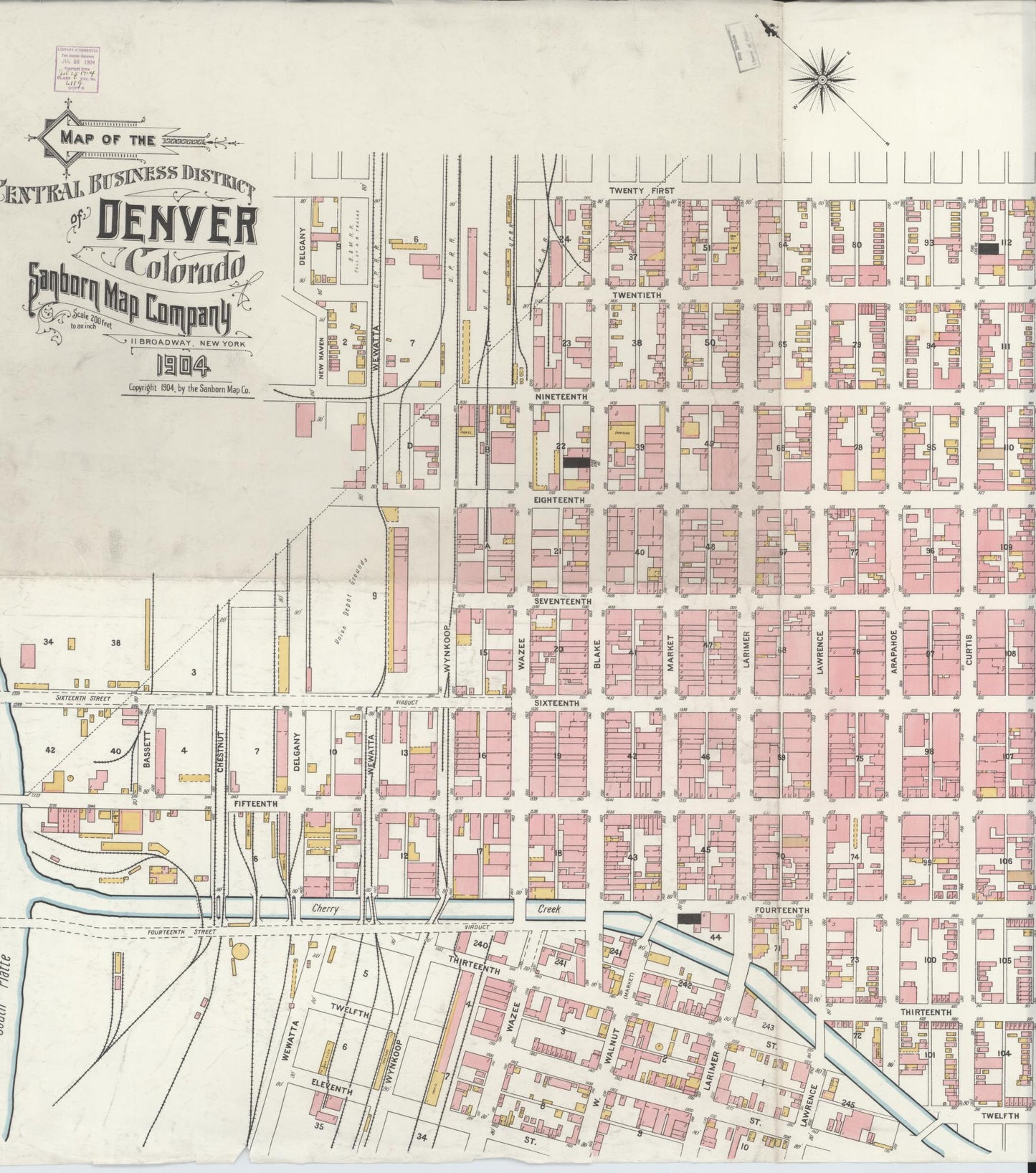 Sanborn Fire Insurance Map from Denver, Denver County, Colorado (1904), Sheet #0001 - Complete Map Set gallery image, historic Sanborn map, vintage wall art, Colorado Colorado