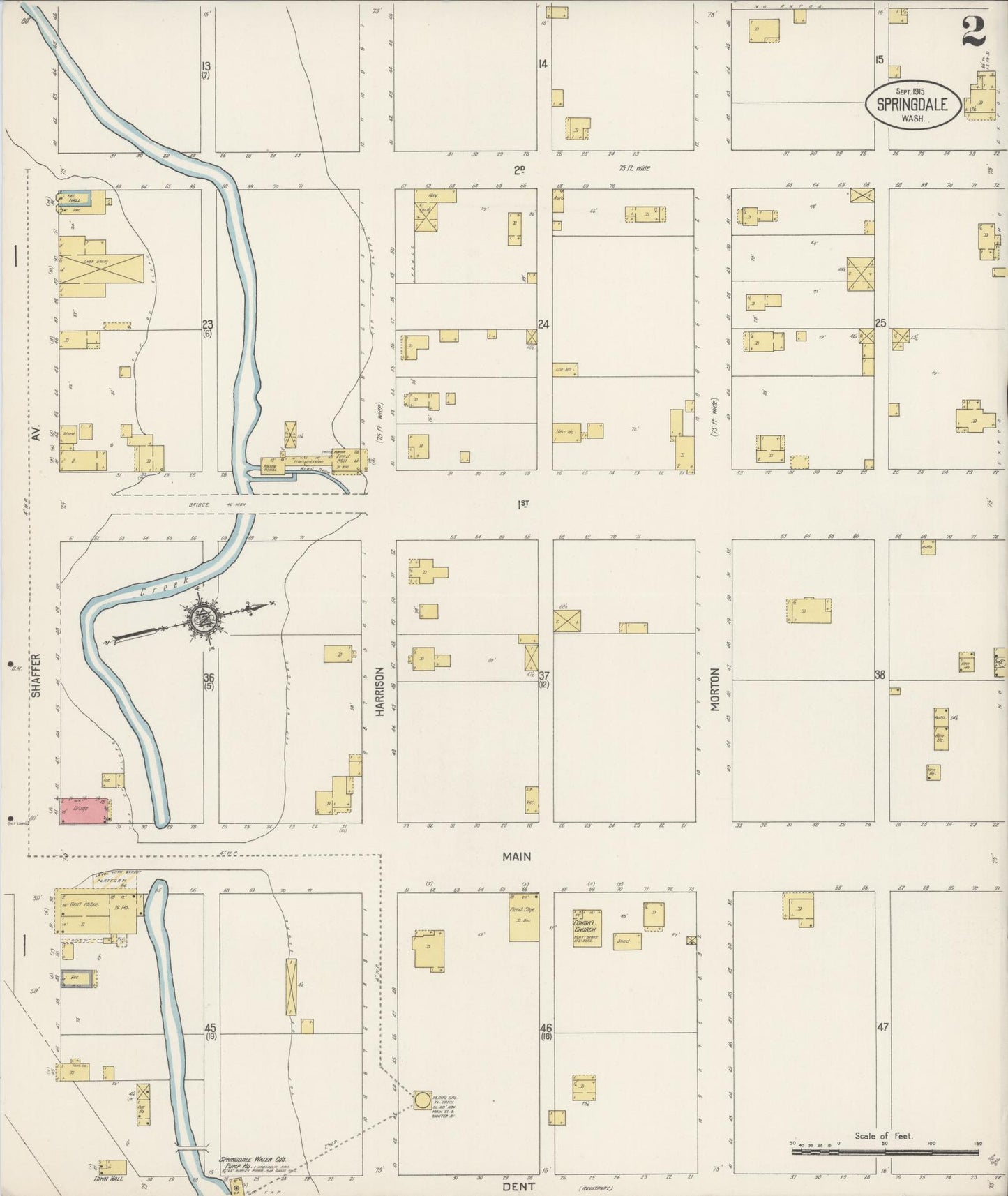 Sanborn Fire Insurance Map from Springdale, Stevens County, Washington (1915), Sheet #0002 - Historic Sanborn Fire Insurance Map Print, vintage old map wall art, antique decor, genealogy gift, Washington Washington map