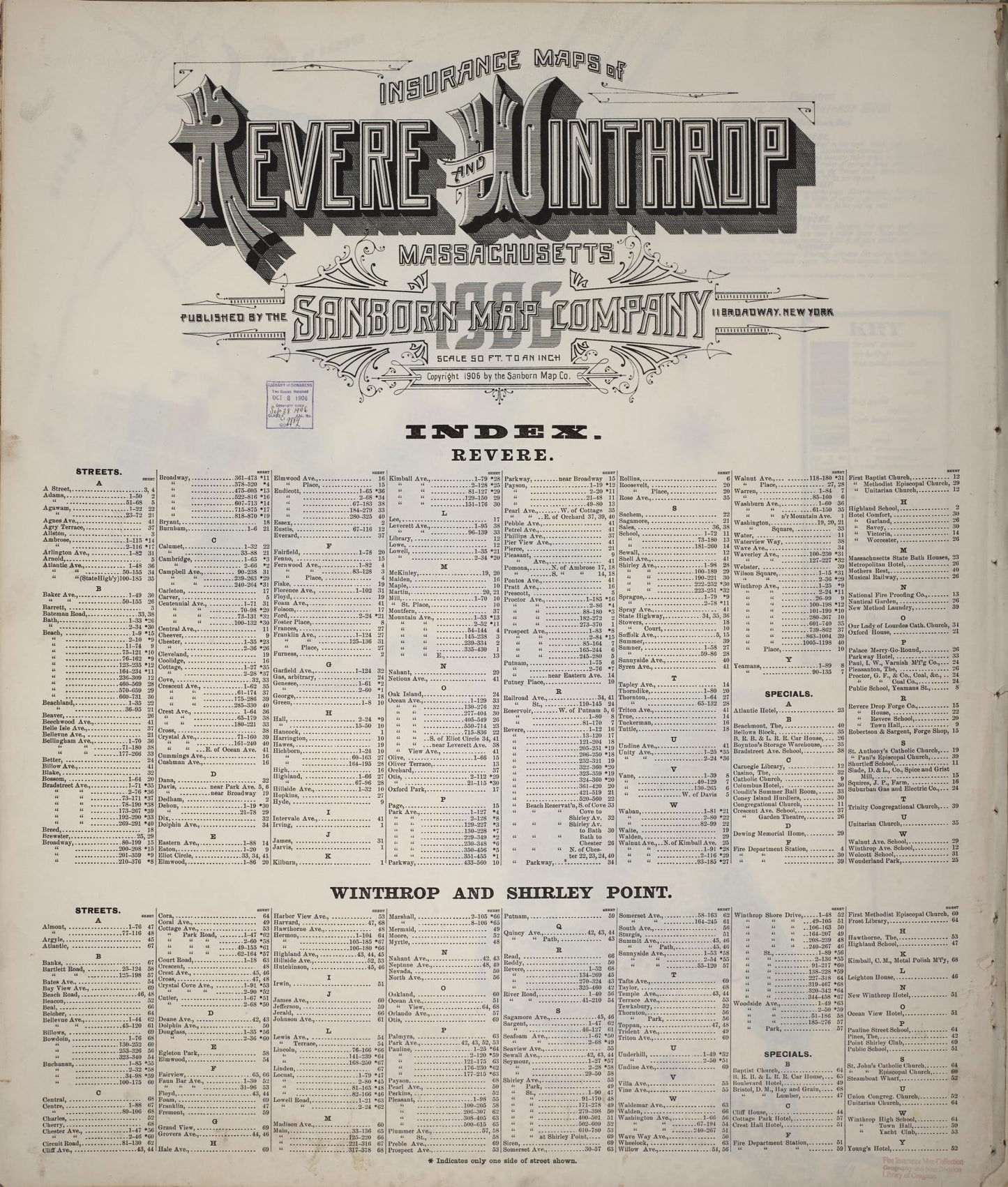 Sanborn Fire Insurance Map from Revere, Suffolk County, Massachusetts. (1906) – Historic Sanborn Fire Insurance Map Print