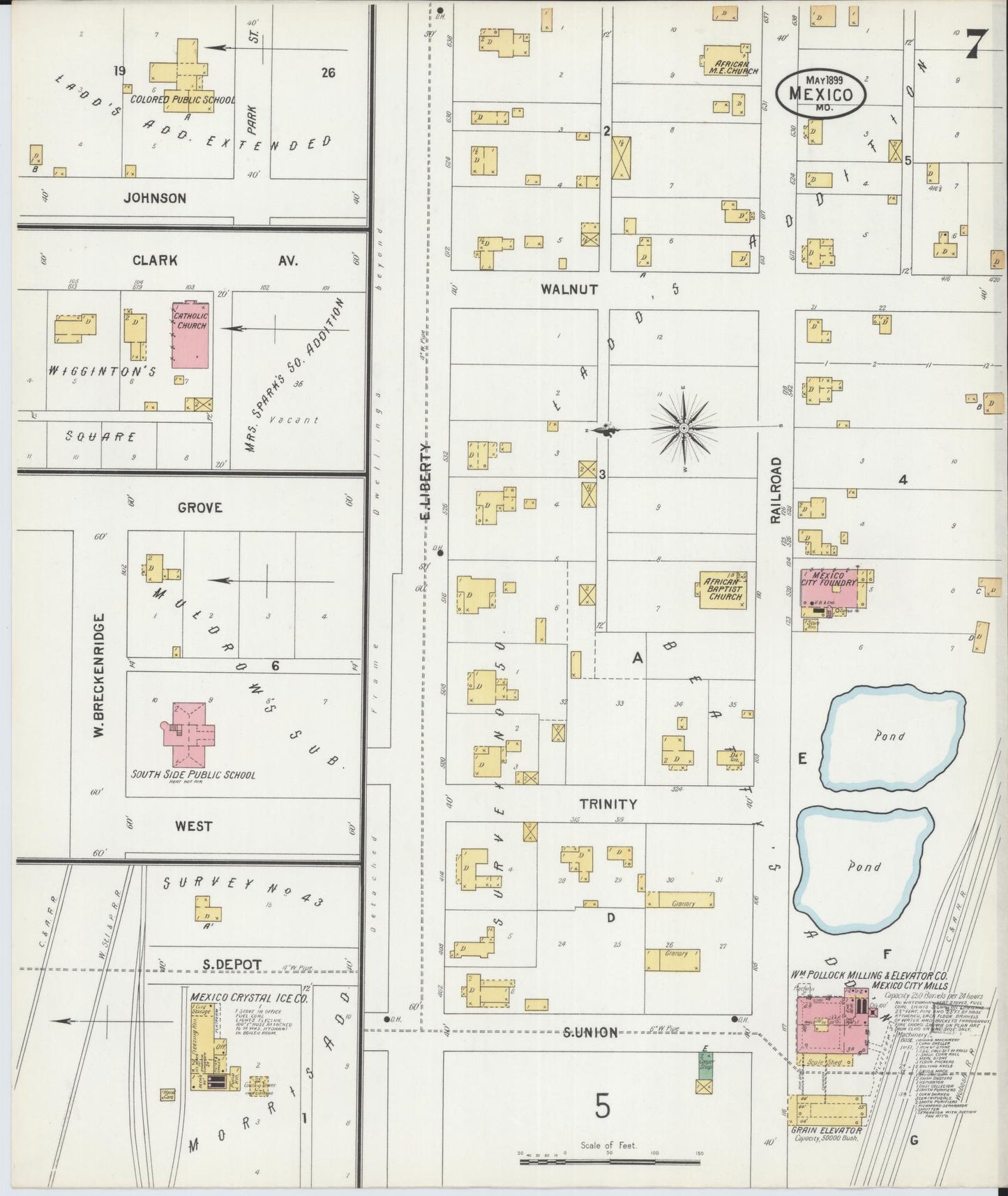 Sanborn Fire Insurance Map from Mexico, Audrain County, Missouri (1899), Sheet #0007 - Historic Sanborn Fire Insurance Map Print, vintage old map wall art, antique decor, genealogy gift, Missouri Missouri map