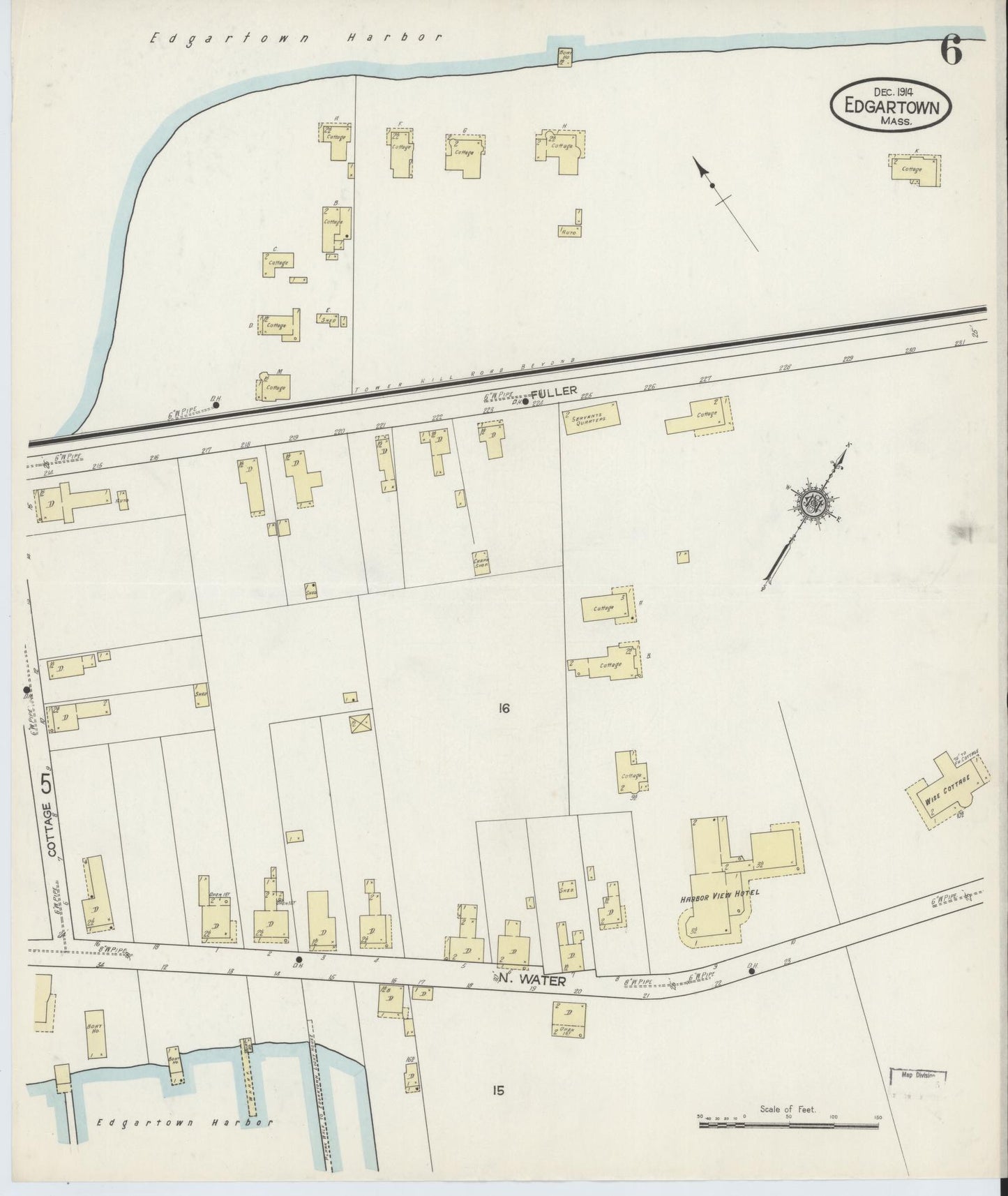 Sanborn Fire Insurance Map from Edgartown, Dukes County, Massachusetts (1914), Sheet #0006 - Complete Map Set gallery image, historic Sanborn map, vintage wall art, Massachusetts Massachusetts