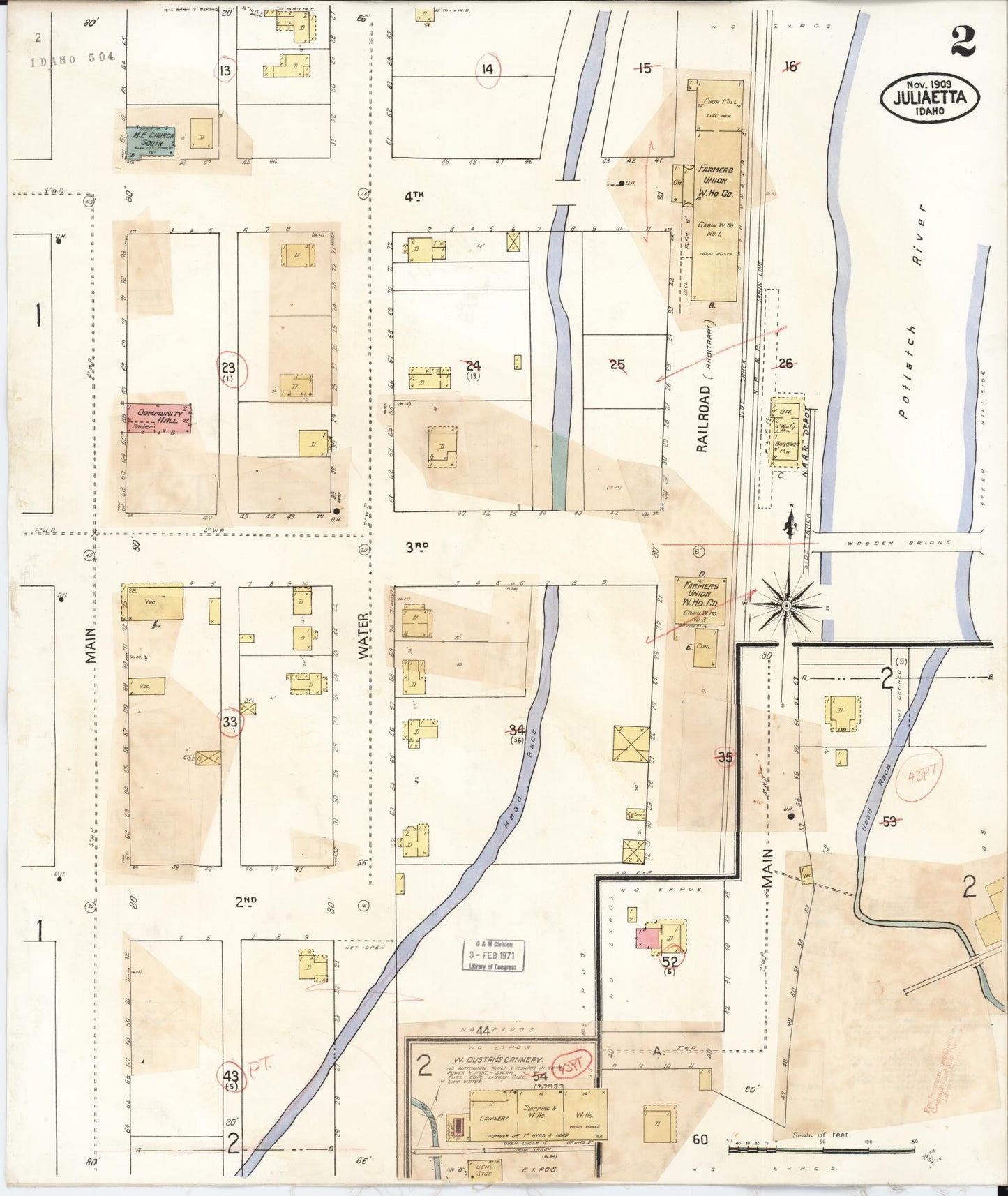 Sanborn Fire Insurance Map from Juliaetta, Latah County, Idaho (1929), Sheet #0002 - Historic Sanborn Fire Insurance Map Print, vintage old map wall art, antique decor, genealogy gift, Idaho Idaho map