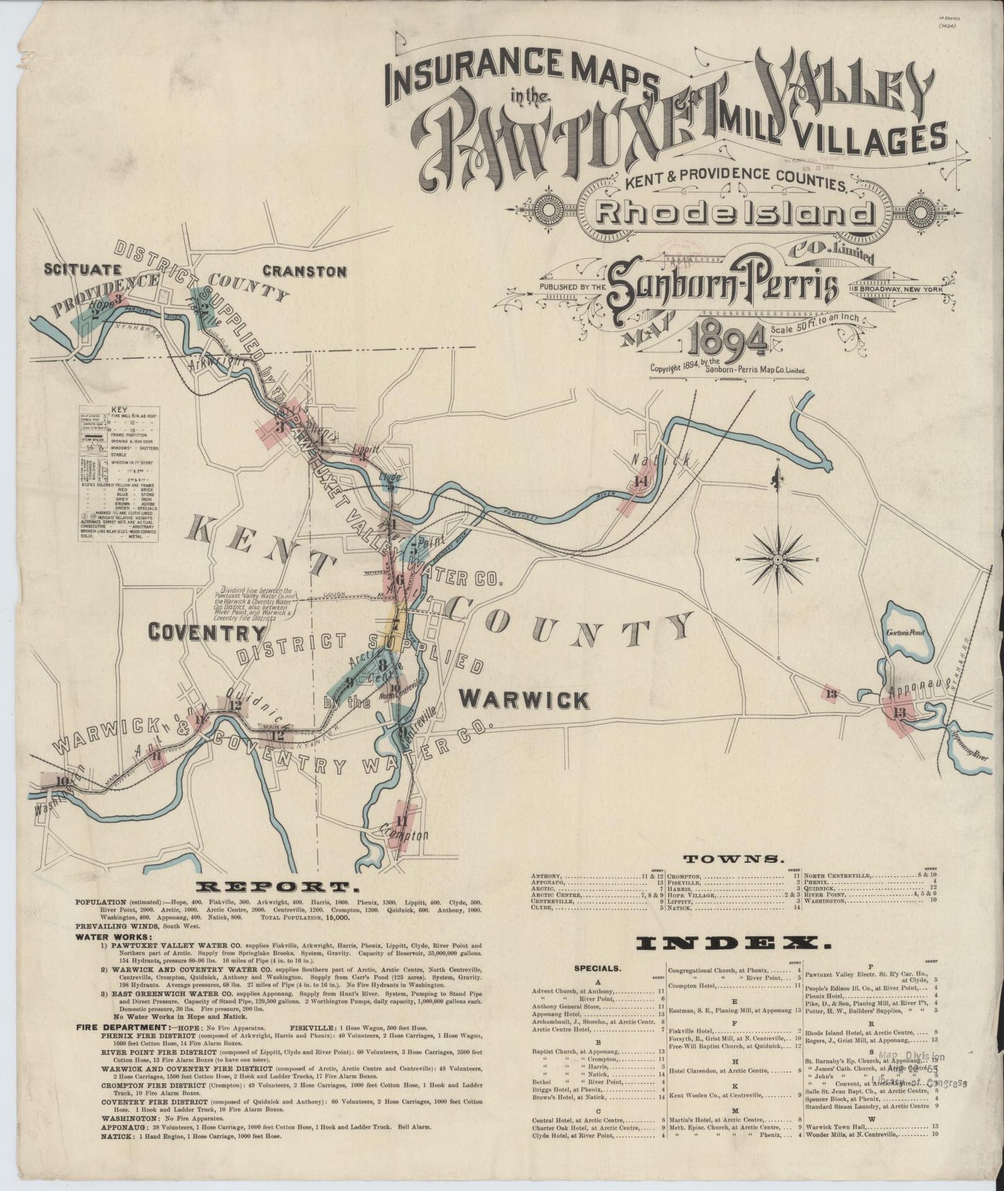 Sanborn Fire Insurance Map from Pawtuxet Valley, Kent and Providence Counties, Rhode Island. (1894) – Historic Sanborn Fire Insurance Map Print