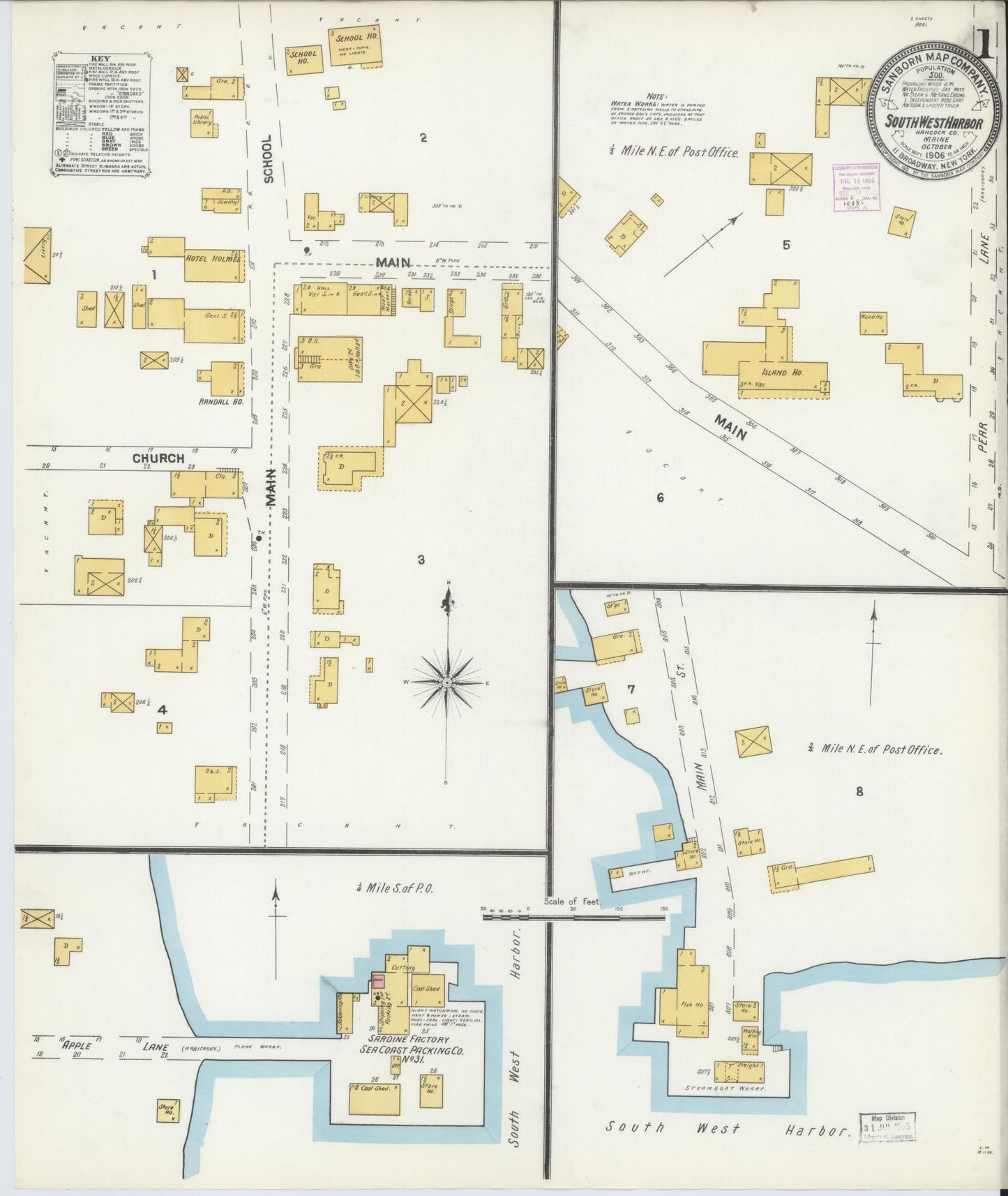 Sanborn Fire Insurance Map from Southwest Harbor, Hancock County, Maine. (1906) – Historic Sanborn Fire Insurance Map Print