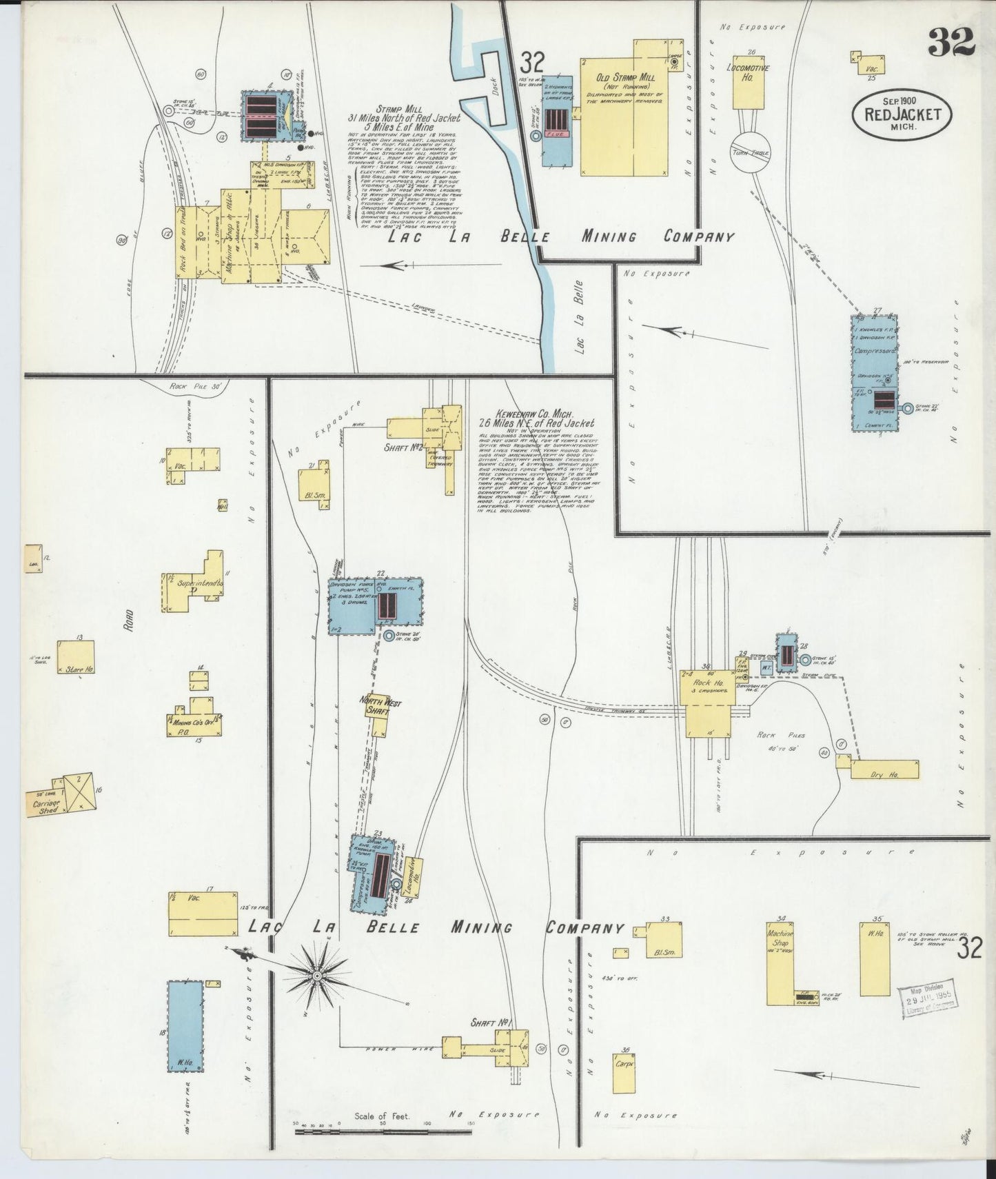 Sanborn Fire Insurance Map from Red Jacket, Houghton County, Michigan (1900), Sheet #0032 - Complete Map Set gallery image, historic Sanborn map, vintage wall art, Michigan Michigan