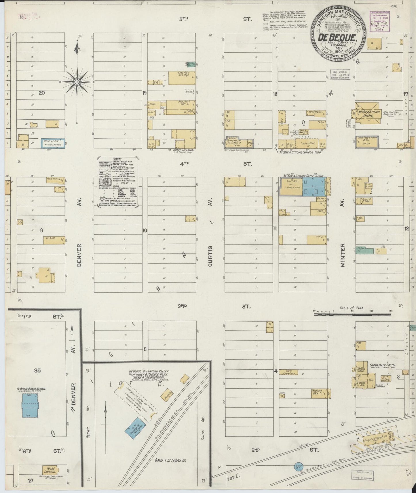 Sanborn Fire Insurance Map from De Beque, Mesa County, Colorado (1904), Sheet #0001 - Historic Sanborn Fire Insurance Map Print, vintage old map wall art, antique decor, genealogy gift, Colorado Colorado map
