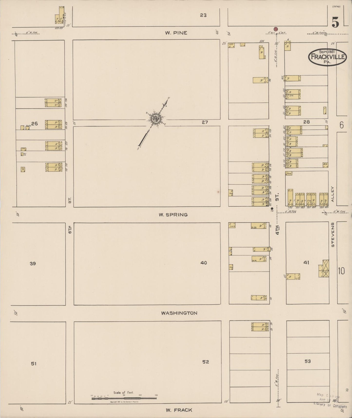 Sanborn Fire Insurance Map from Frackville, Schuylkill County, Pennsylvania (1921), Sheet #0005 - Historic Sanborn Fire Insurance Map Print, vintage old map wall art, antique decor, genealogy gift, Pennsylvania Pennsylvania map