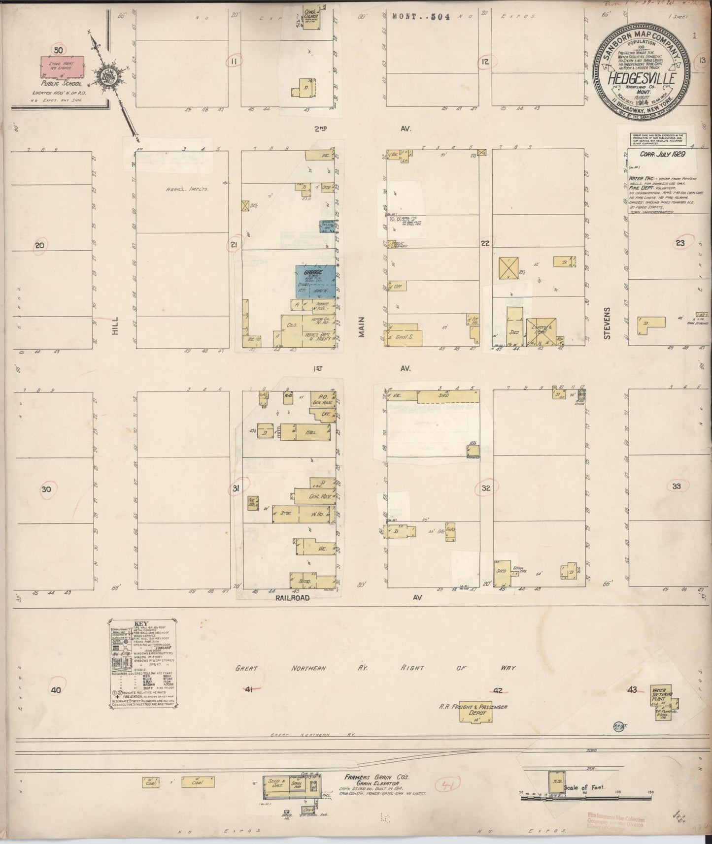 Sanborn Fire Insurance Map from Hedgesville, Wheatland County, Montana (1929), Sheet #0001 - Historic Sanborn Fire Insurance Map Print, vintage old map wall art, antique decor, genealogy gift, Montana Montana map