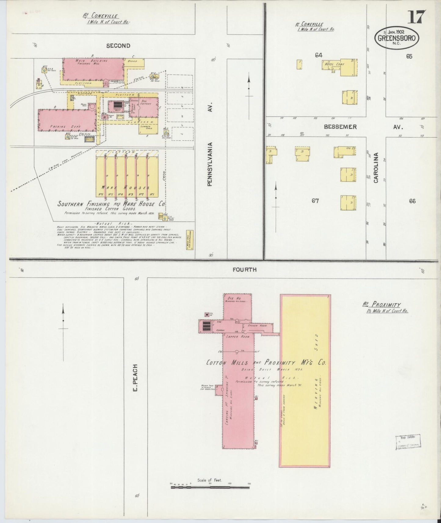 Sanborn Fire Insurance Map from Greensboro, Guilford County, North Carolina (1902), Sheet #0017 - Historic Sanborn Fire Insurance Map Print, vintage old map wall art, antique decor, genealogy gift, North Carolina North Carolina map
