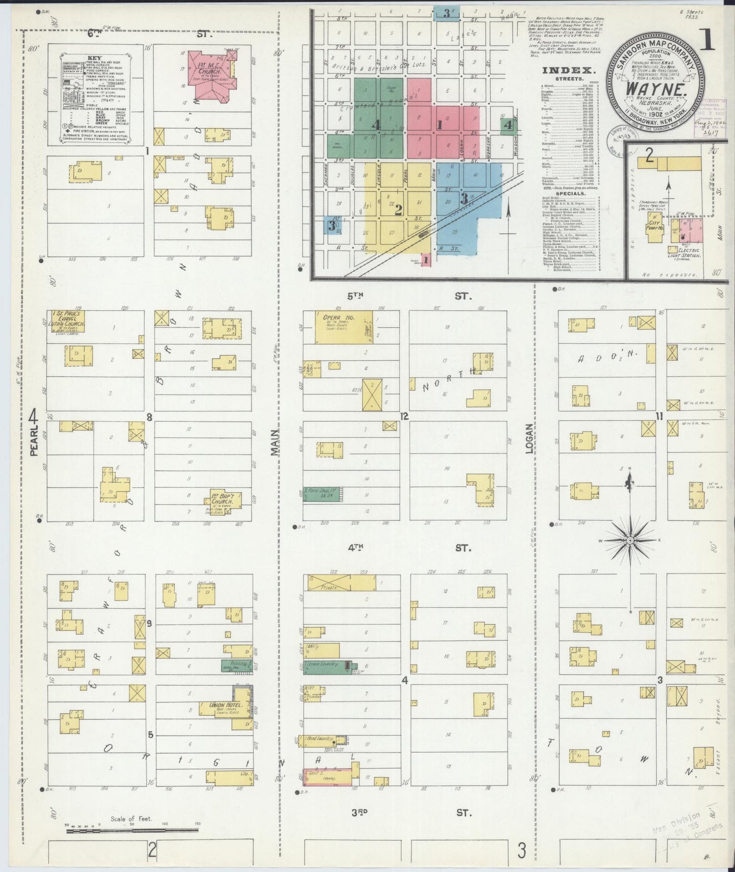 Sanborn Fire Insurance Map from Wayne, Wayne County, Nebraska (1902), Sheet #0001 - Historic Sanborn Fire Insurance Map Print, vintage old map wall art, antique decor, genealogy gift, Nebraska Nebraska map