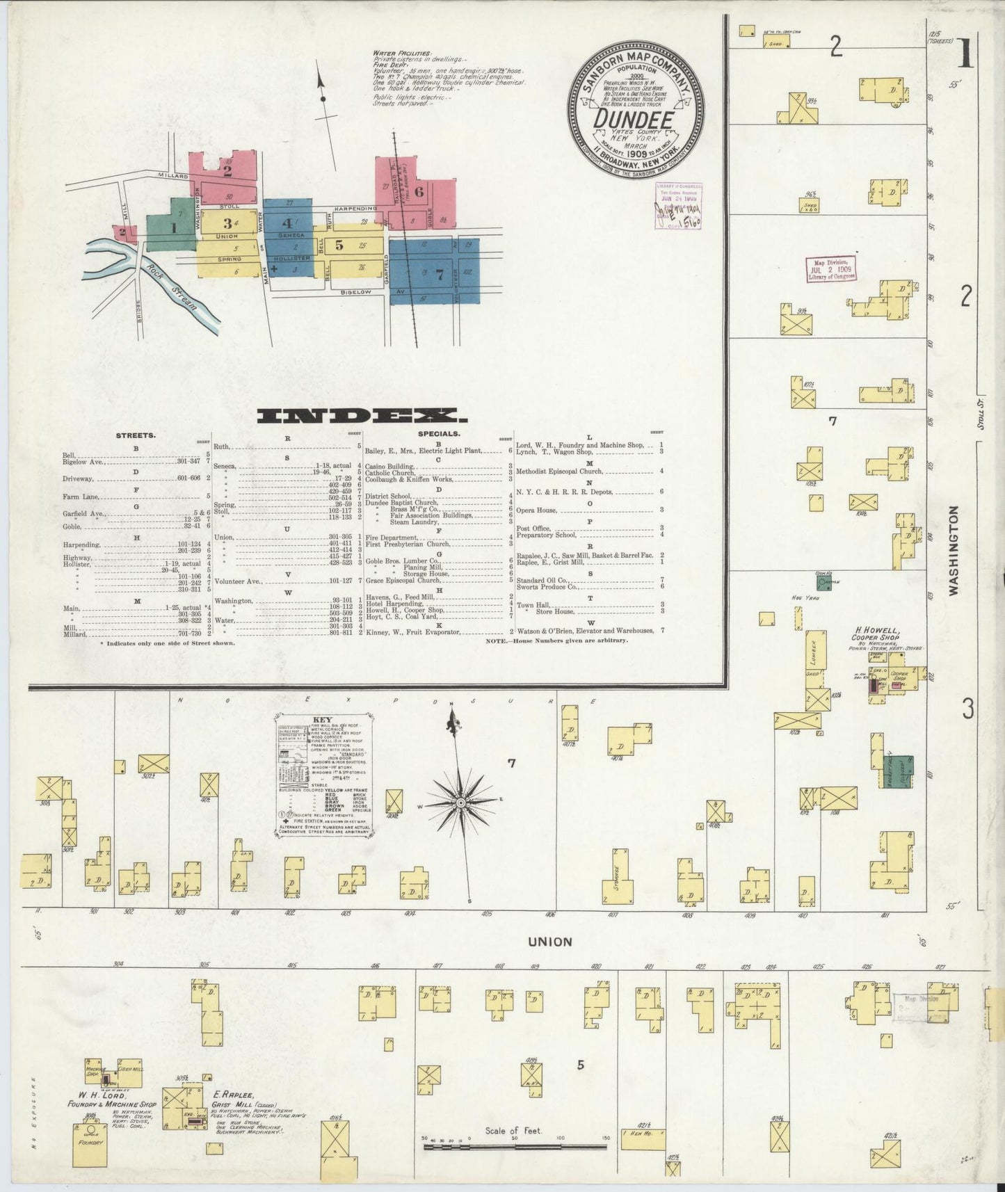 Sanborn Fire Insurance Map from Dundee, Yates County, New York. (1909) – Historic Sanborn Fire Insurance Map Print