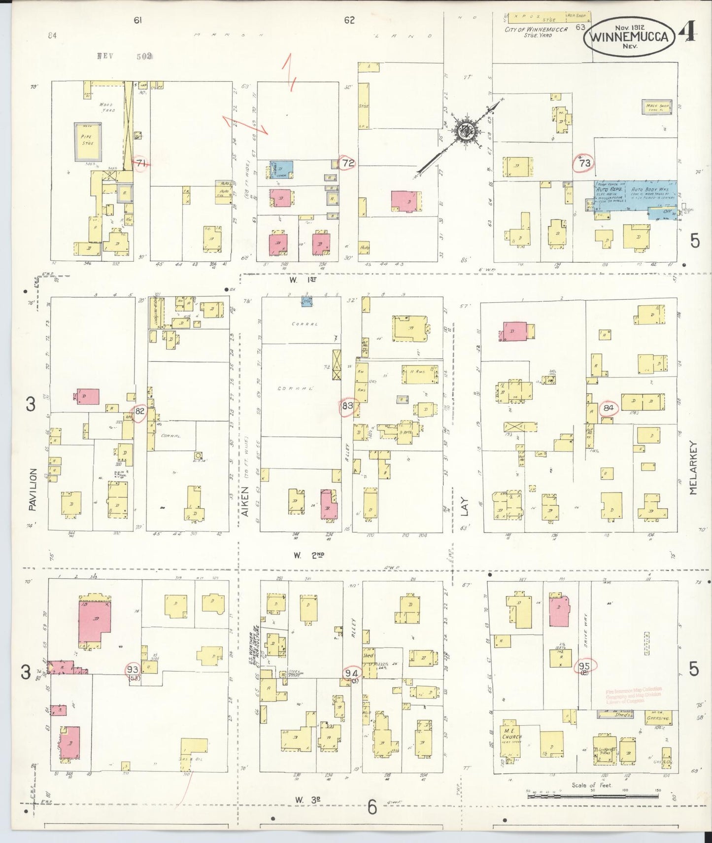 Sanborn Fire Insurance Map from Winnemucca, Humboldt County, Nevada (1943), Sheet #0004 - Historic Sanborn Fire Insurance Map Print, vintage old map wall art, antique decor, genealogy gift, Nevada Nevada map