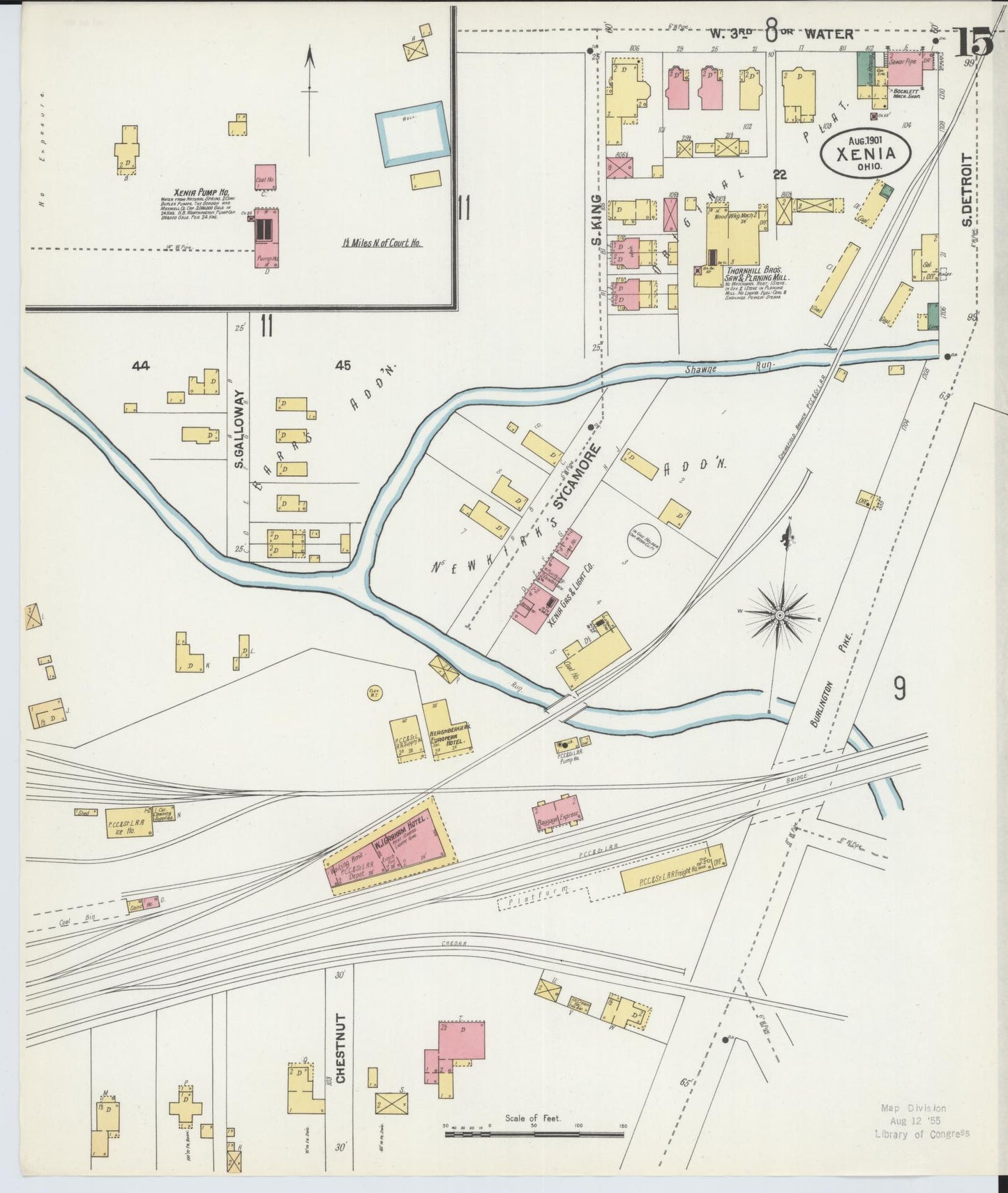 Sanborn Fire Insurance Map from Xenia, Greene County, Ohio (1901), Sheet #0015 - Historic Sanborn Fire Insurance Map Print, vintage old map wall art, antique decor, genealogy gift, Ohio Ohio map