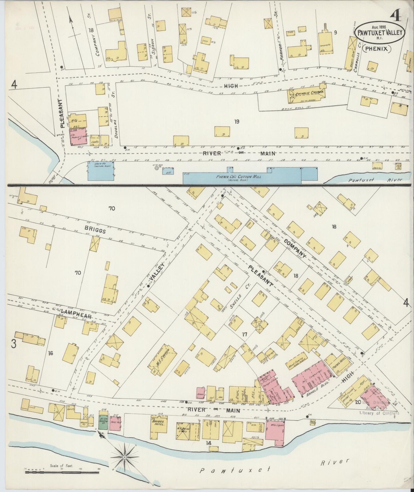 Sanborn Fire Insurance Map from Pawtuxet Valley, Kent and Providence Counties, Rhode Island (1898), Sheet #0004 - Historic Sanborn Fire Insurance Map Print, vintage old map wall art, antique decor, genealogy gift, Washington Washington map