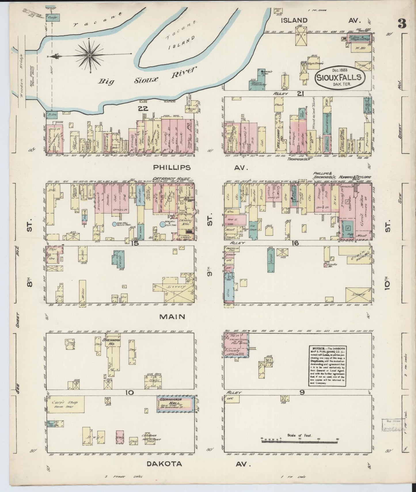Sanborn Fire Insurance Map from Sioux Falls, Minnehaha County, South Dakota (1883), Sheet #0003 - Historic Sanborn Fire Insurance Map Print, vintage old map wall art, antique decor, genealogy gift, South Dakota South Dakota map