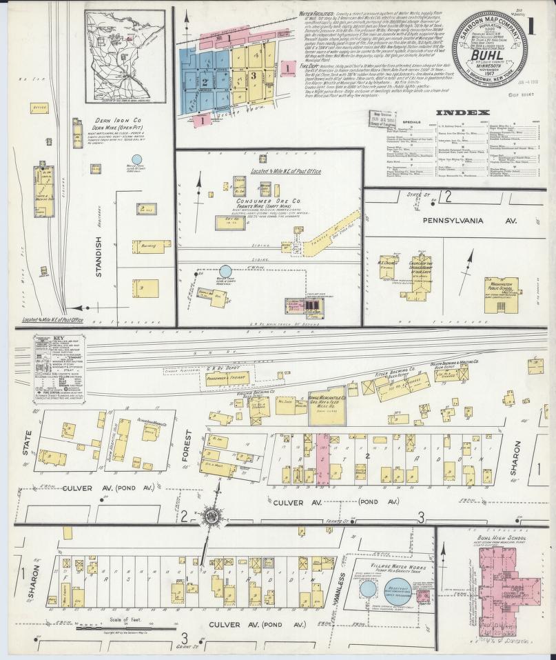 Sanborn Fire Insurance Map from Buhl, Saint Louis County, Minnesota. (1917) – Map View