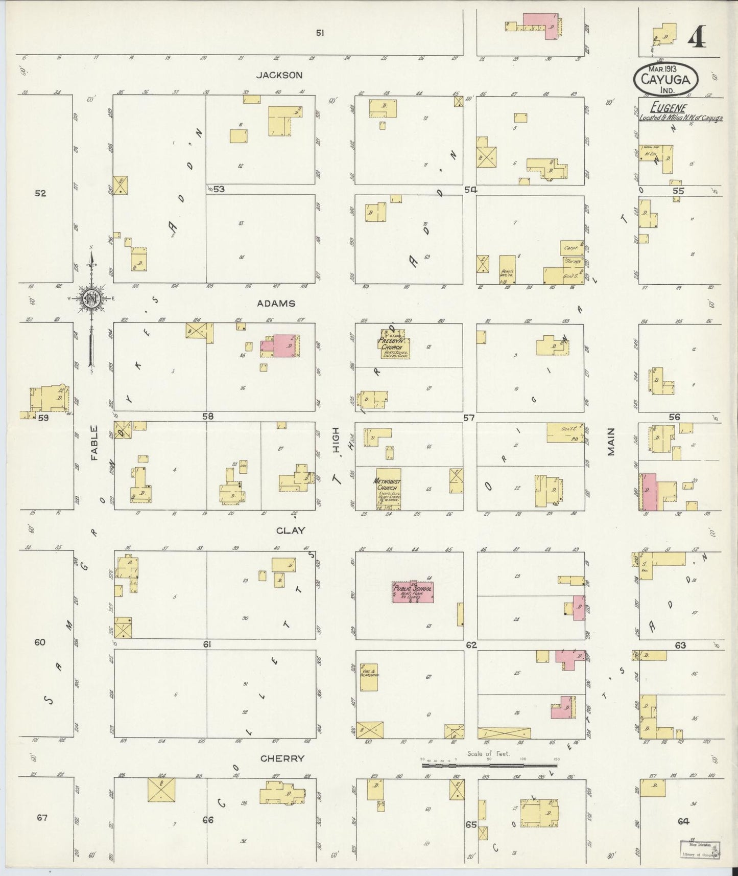 Sanborn Fire Insurance Map from Cayuga, Vermillion County, Indiana (1913), Sheet #0004 - Complete Map Set gallery image, historic Sanborn map, vintage wall art, Indiana Indiana