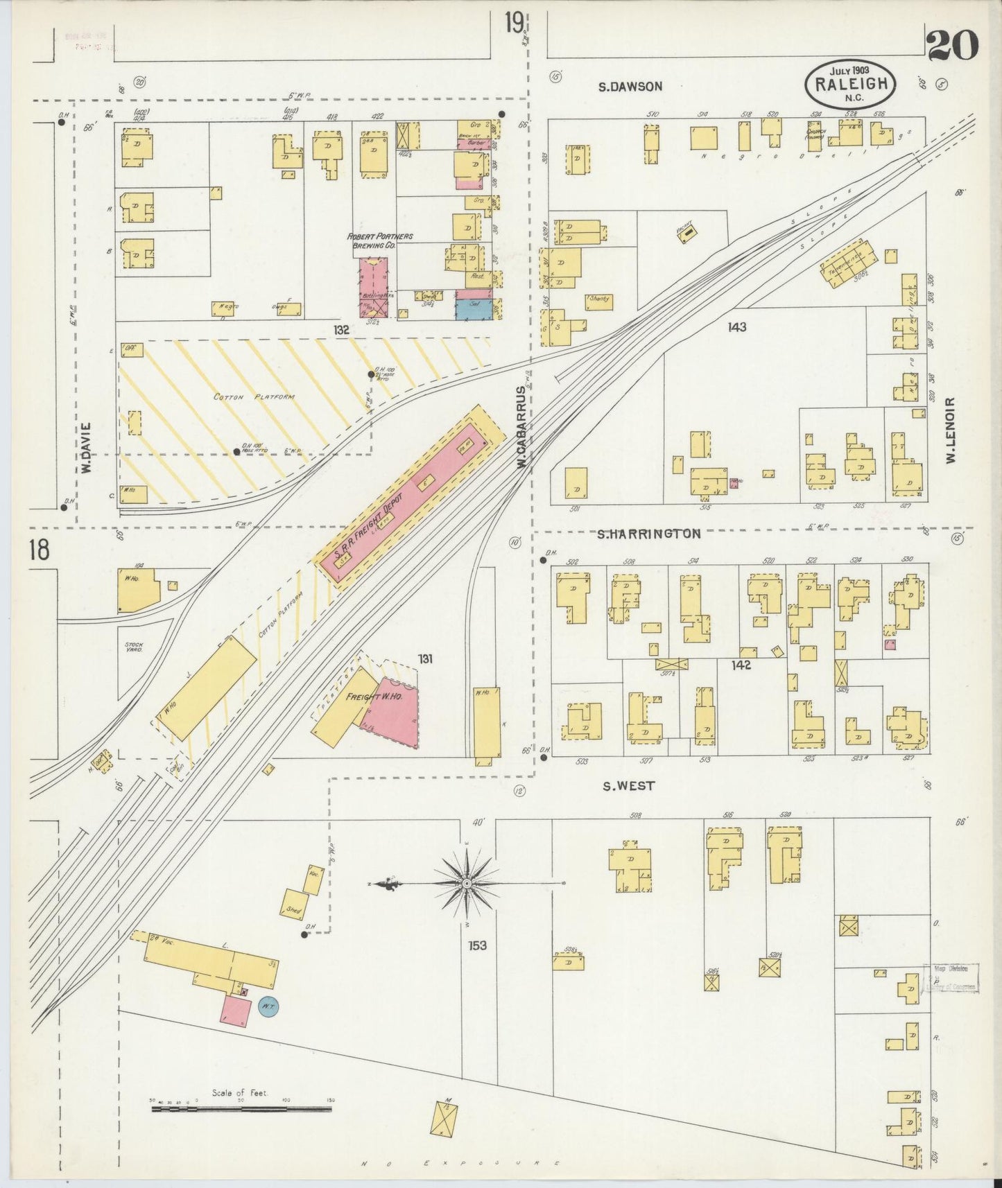 Sanborn Fire Insurance Map from Raleigh, Wake County, North Carolina (1903), Sheet #0020 - Historic Sanborn Fire Insurance Map Print, vintage old map wall art, antique decor, genealogy gift, North Carolina North Carolina map