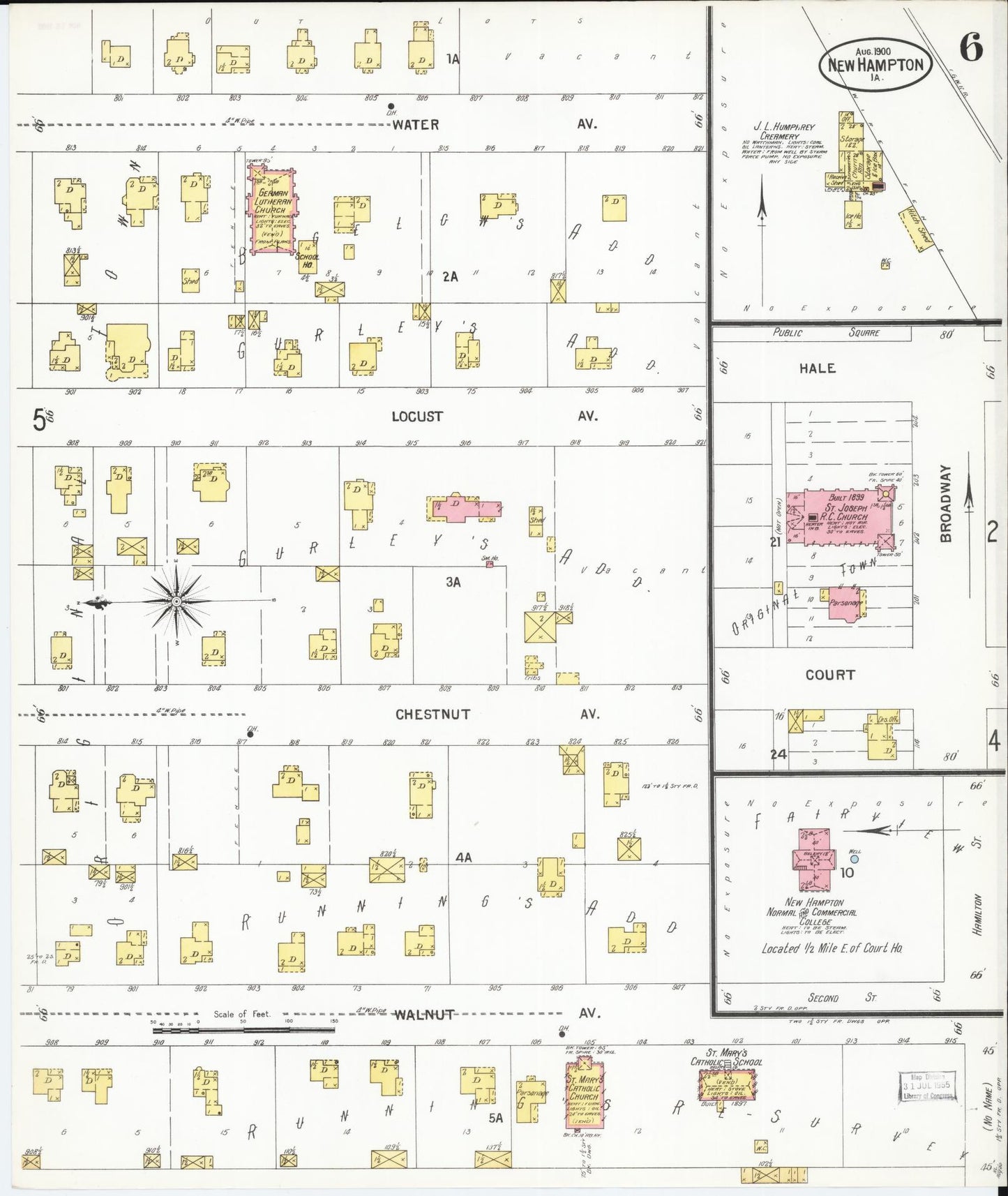 Sanborn Fire Insurance Map from New Hampton, Chickasaw County, Iowa (1900), Sheet #0006 - Historic Sanborn Fire Insurance Map Print