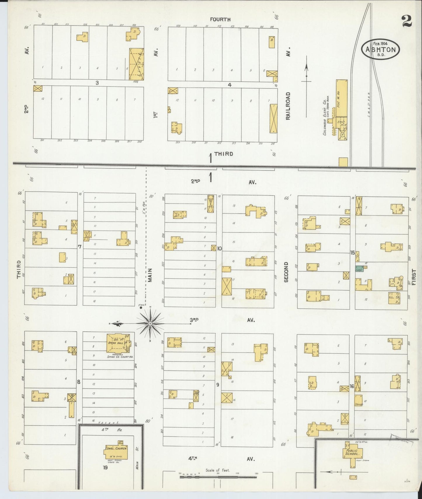 Sanborn Fire Insurance Map from Ashton, Spink County, South Dakota (1904), Sheet #0002 - Complete Map Set gallery image, historic Sanborn map, vintage wall art, South Dakota South Dakota
