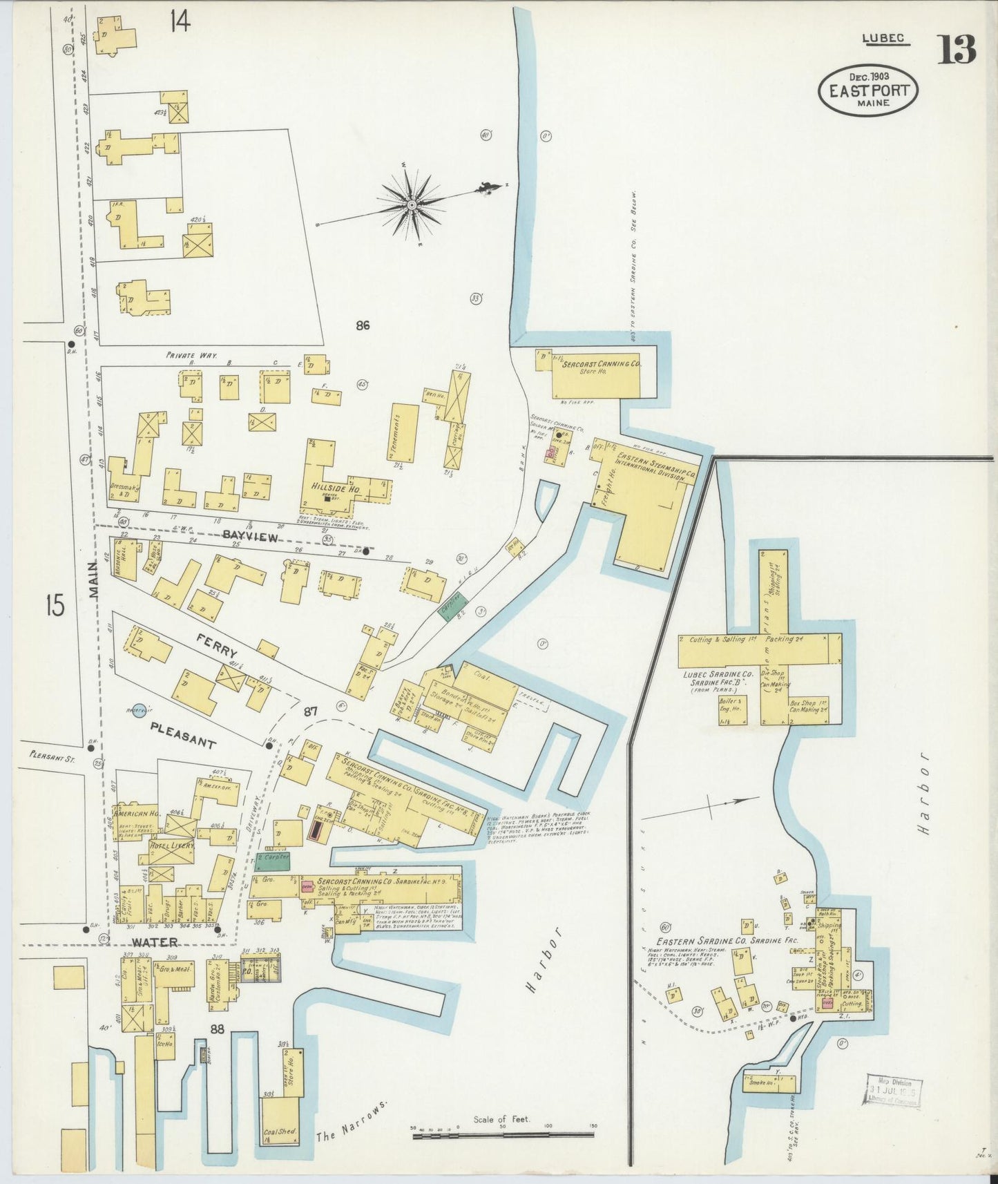 Sanborn Fire Insurance Map from Eastport, Washington County, Maine (1903), Sheet #0013 - Historic Sanborn Fire Insurance Map Print, vintage old map wall art, antique decor, genealogy gift, Maine Maine map