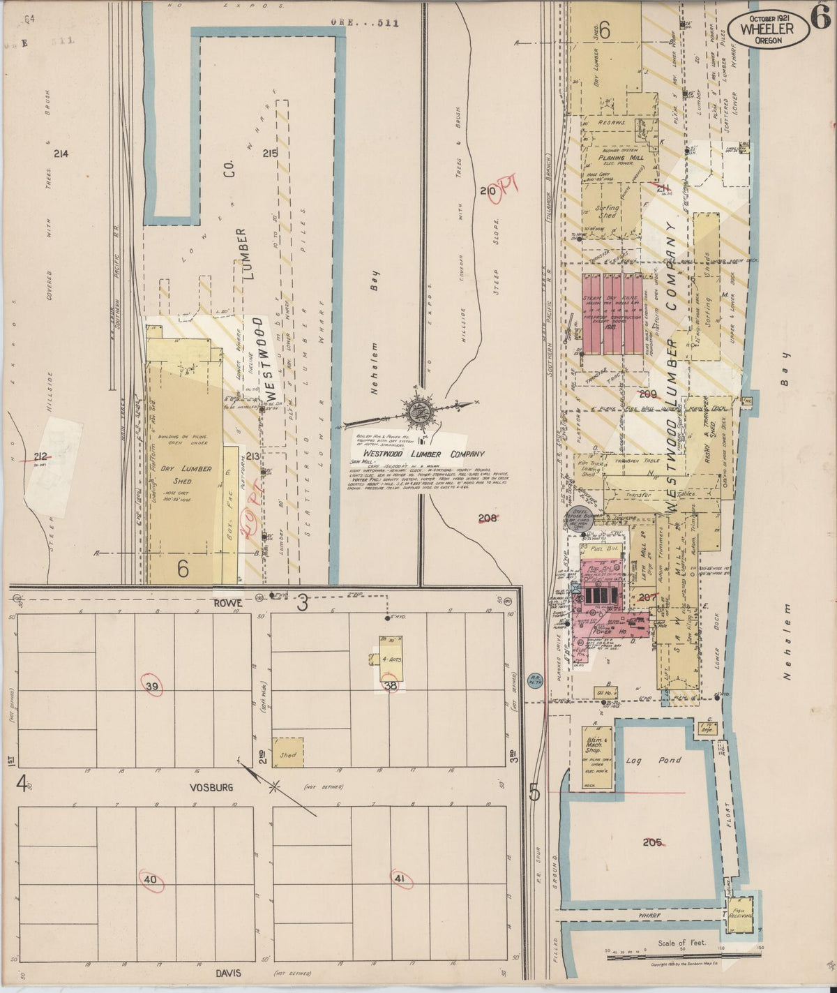 Sanborn Fire Insurance Map from Wheeler, Tillamook County, Oregon (1931), Sheet #0006 - Historic Sanborn Fire Insurance Map Print, vintage old map wall art, antique decor, genealogy gift, Oregon Oregon map