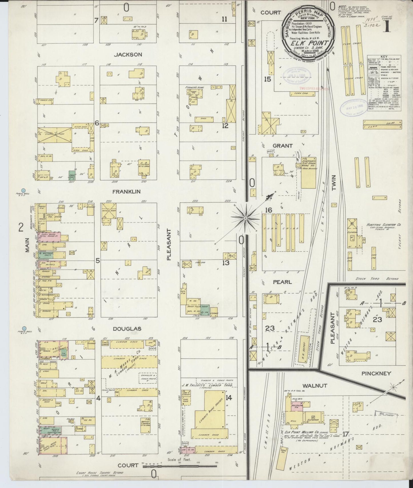 Sanborn Fire Insurance Map from Elk Point, Union County, South Dakota (1898), Sheet #0001 - Historic Sanborn Fire Insurance Map Print, vintage old map wall art, antique decor, genealogy gift, South Dakota South Dakota map