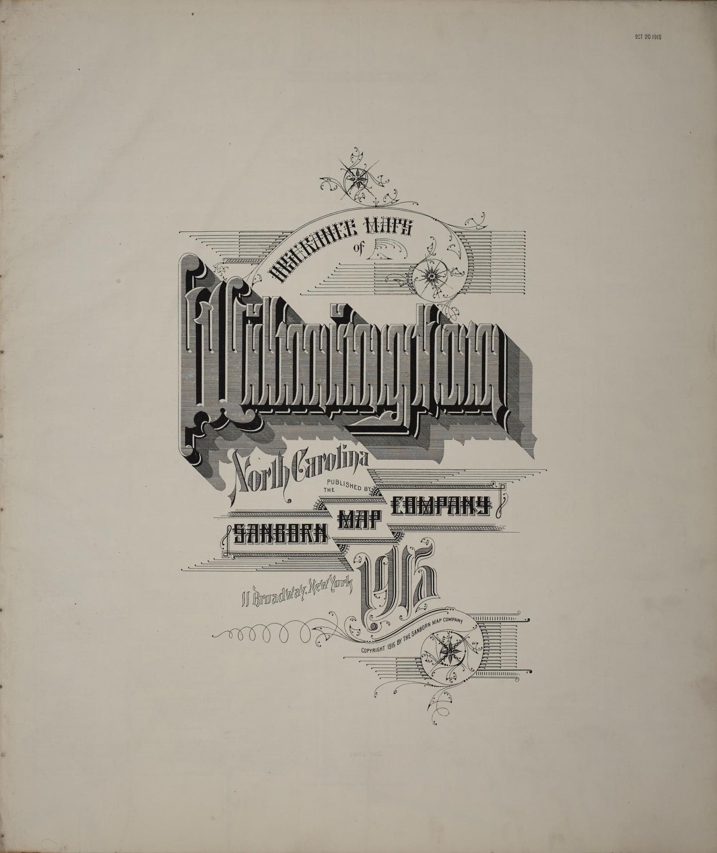 Sanborn Fire Insurance Map from Wilmington, New Hanover County, North Carolina (1915), Sheet #0001 - Historic Sanborn Fire Insurance Map Print, vintage old map wall art, antique decor, genealogy gift, North Carolina North Carolina map
